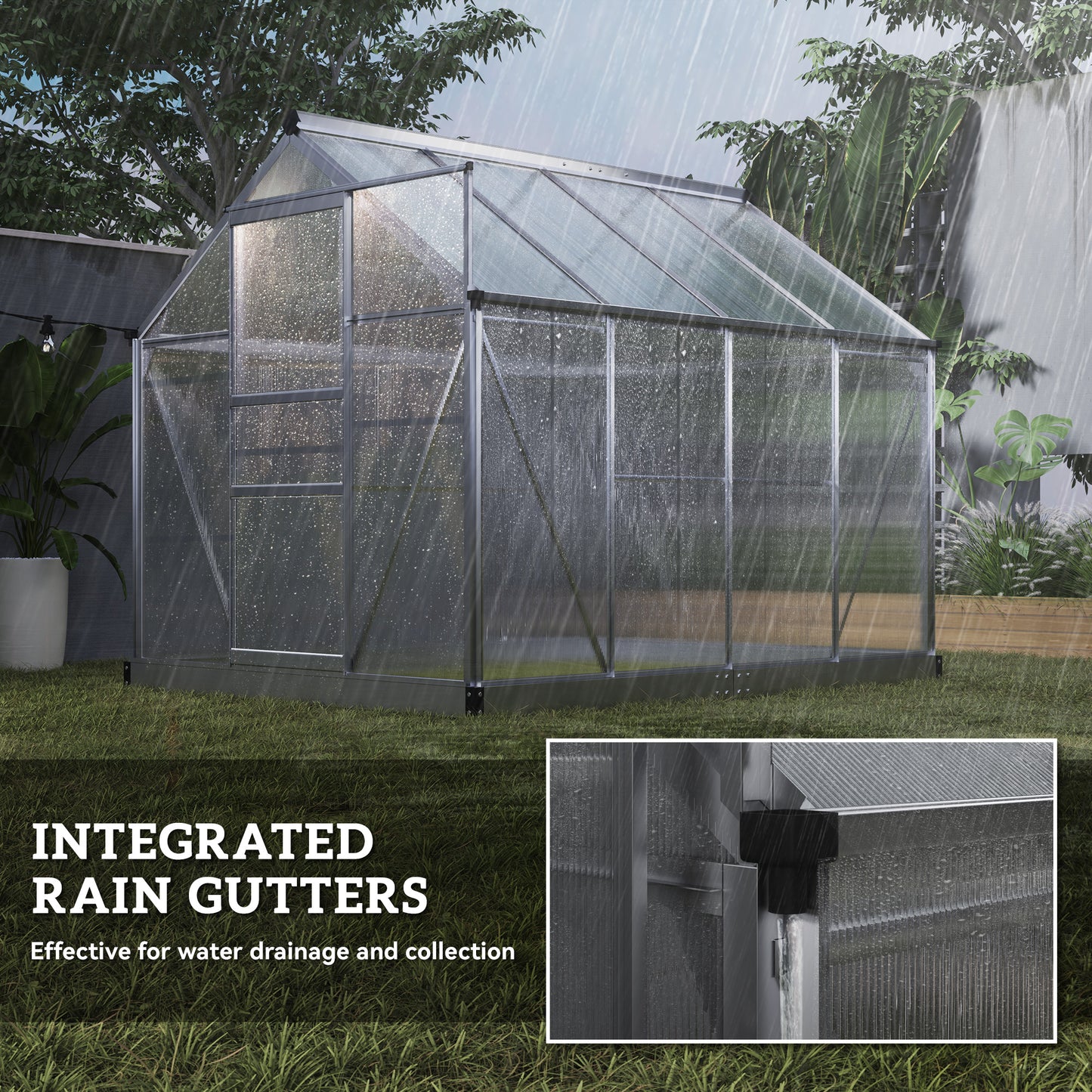 6 x 8ft Walk-In Greenhouse, with Sliding Door