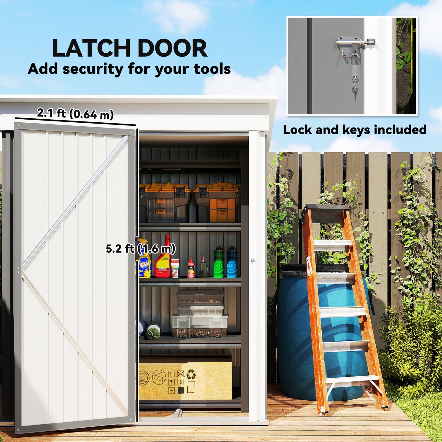 Metal Garden Shed, Outdoor Lean-to Shed for Tool Motor Bike