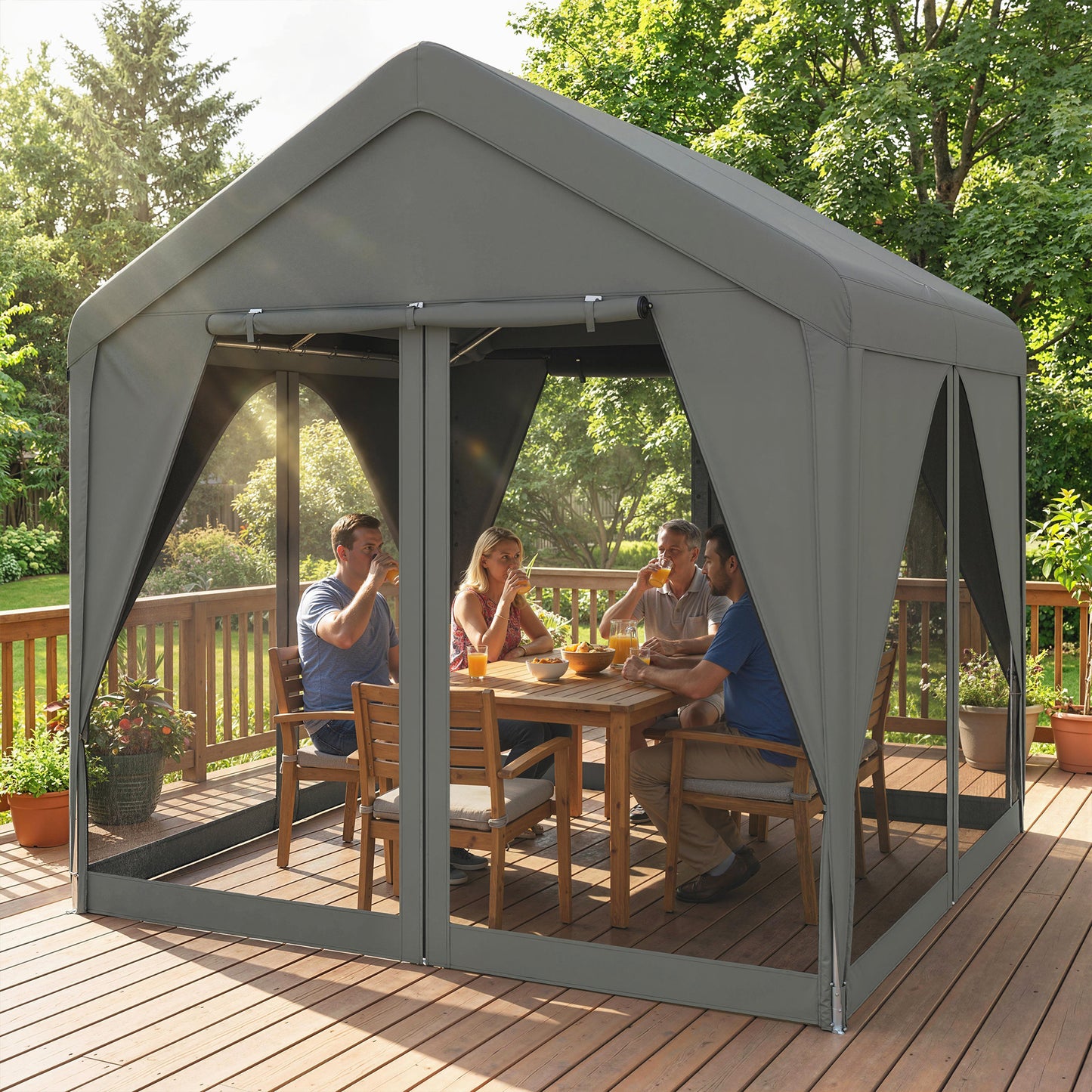 3 x 3 m Patio Gazebo with Netting & Curtains