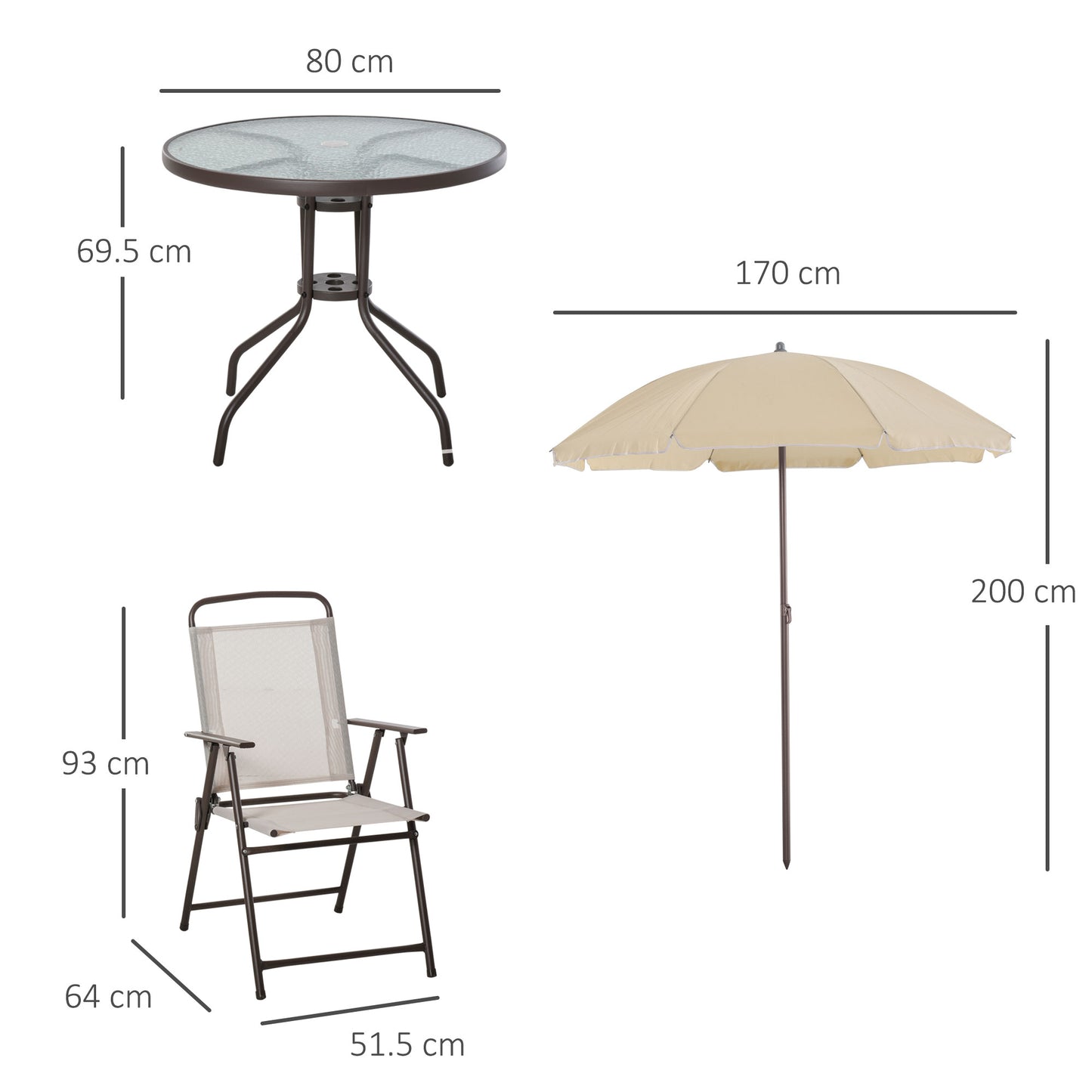 Garden Patio Texteline Folding Chairs Plus Table