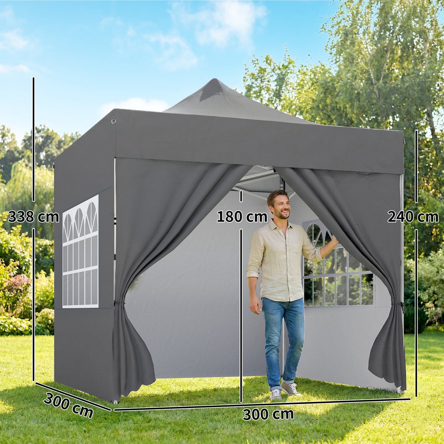 3 x 3 m Pop Up Gazebo with Sidewalls