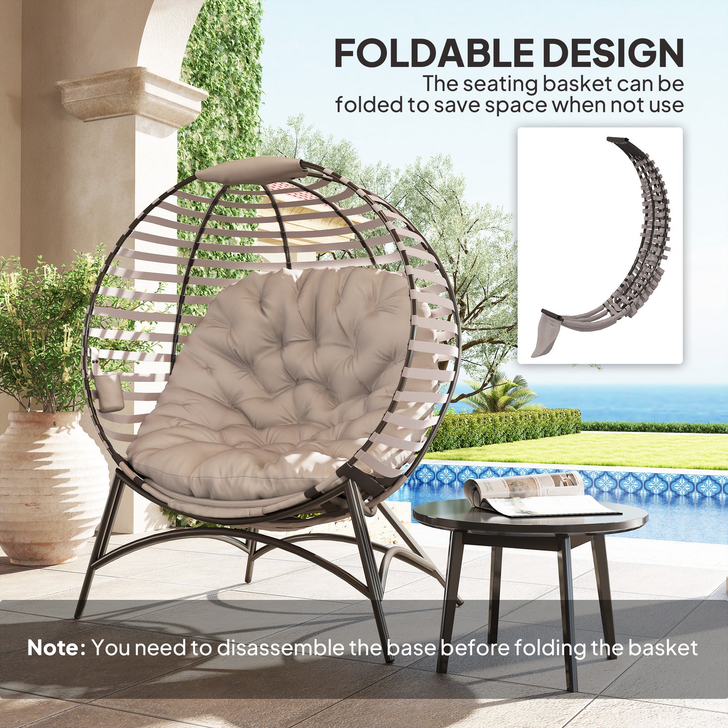 Egg Chair with Cushion & Side Pocket