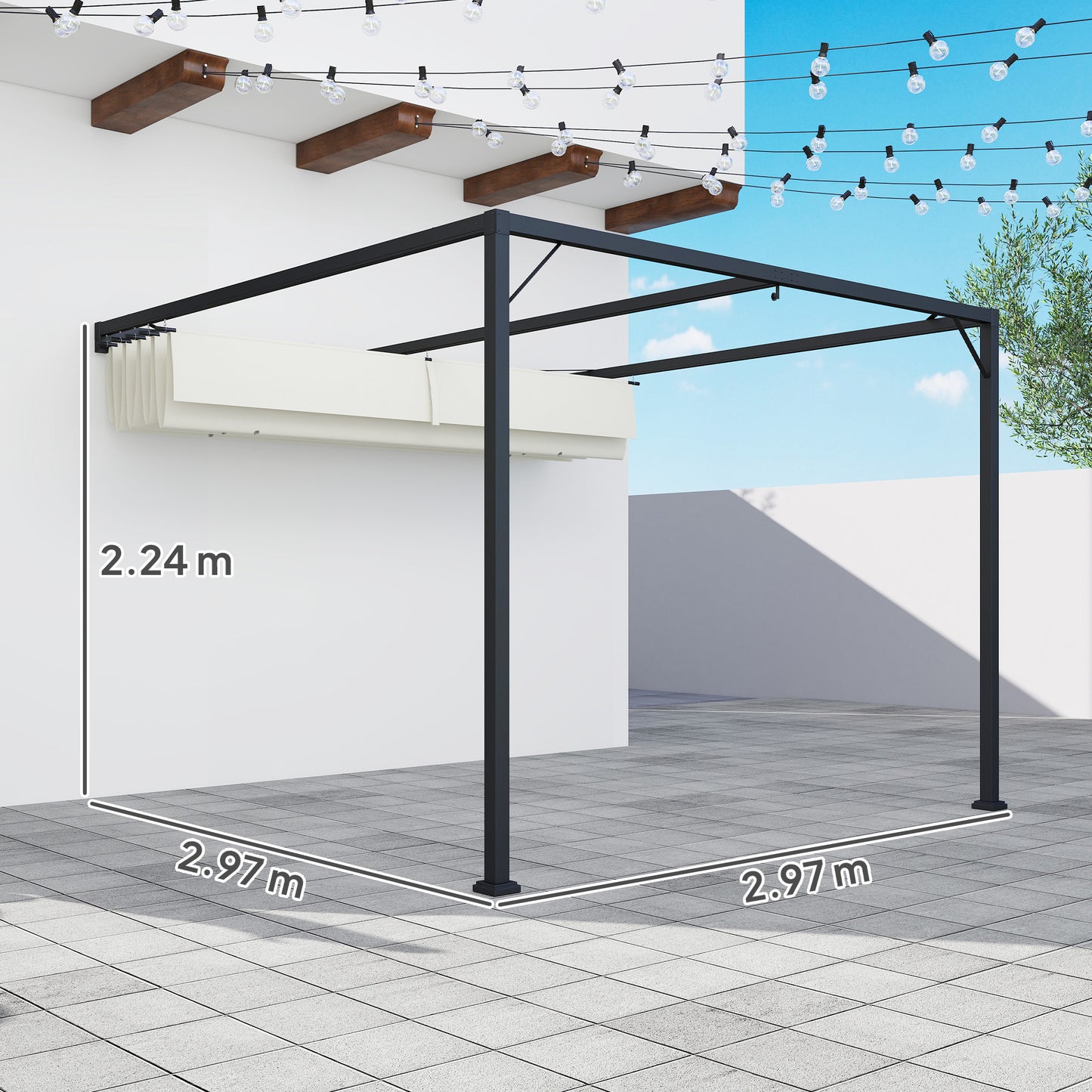 3 x 3 m Pergola, with Sliding Canopy