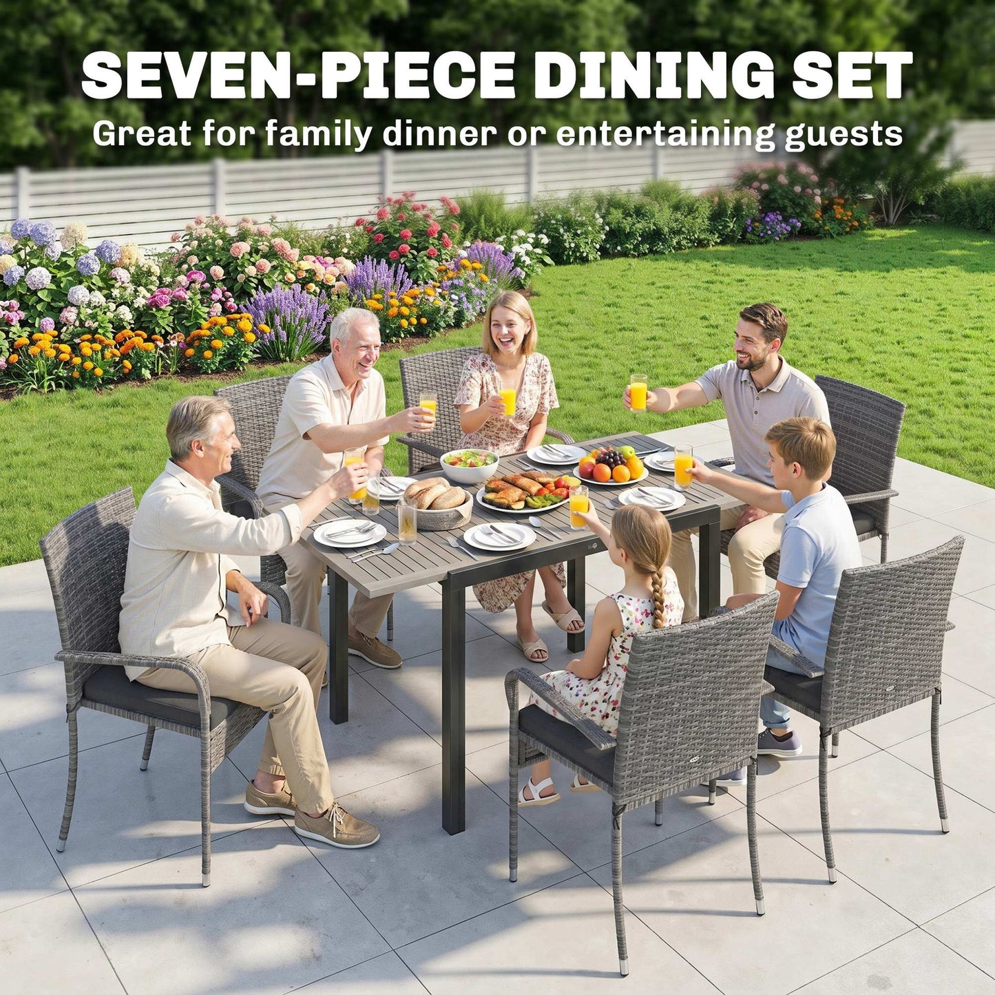 7 Piece Rattan Garden Furniture Set