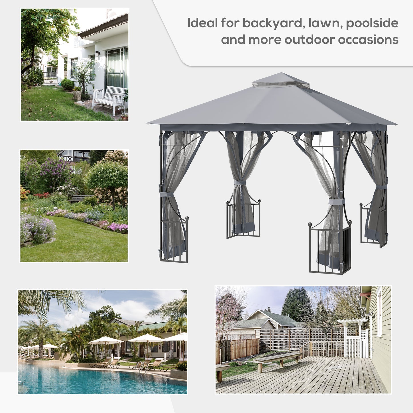 3 x 3(m) Garden Gazebo Patio Party Tent Shelter Outdoor Canopy