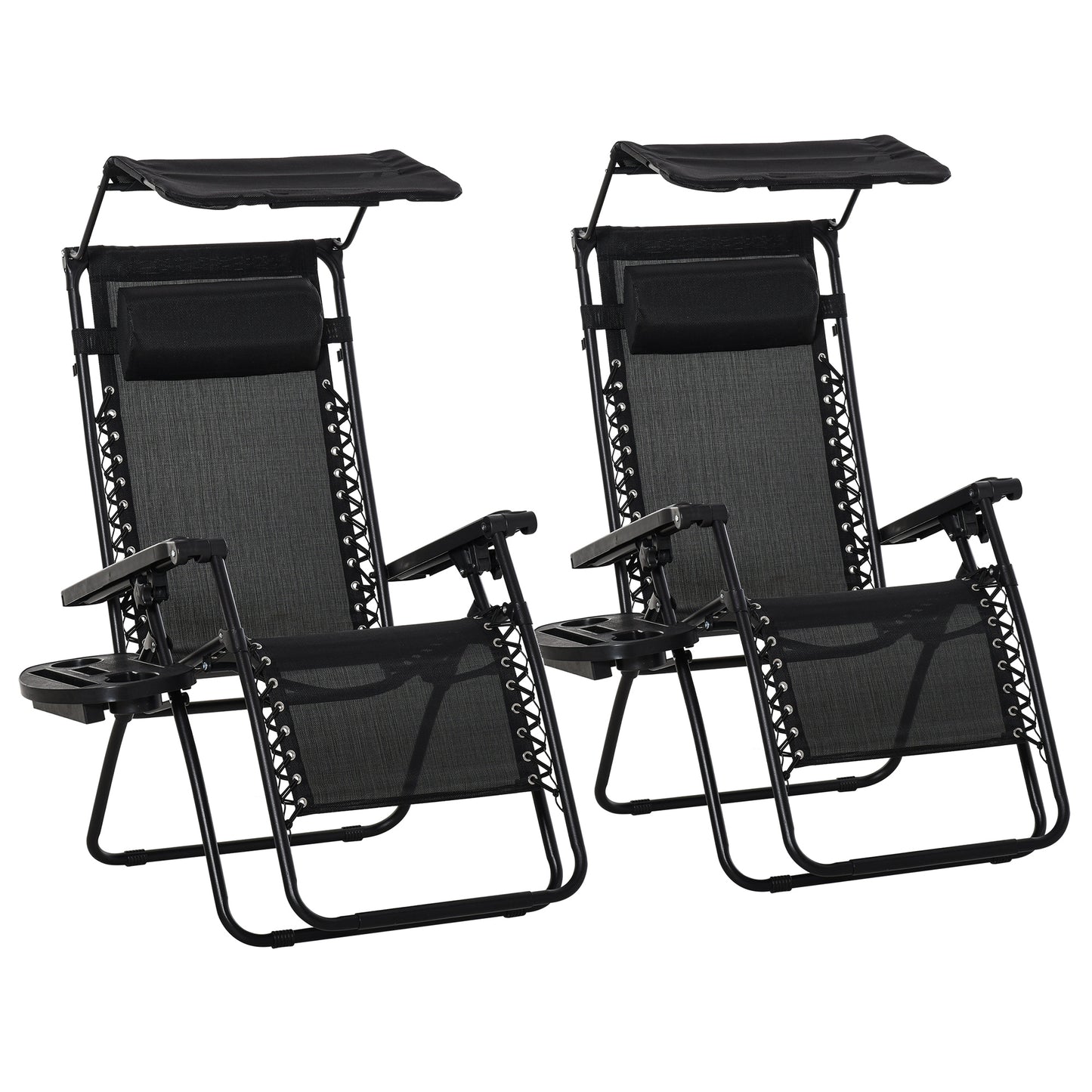 2 Piece Foldable Reclining Garden Chair with Headrest