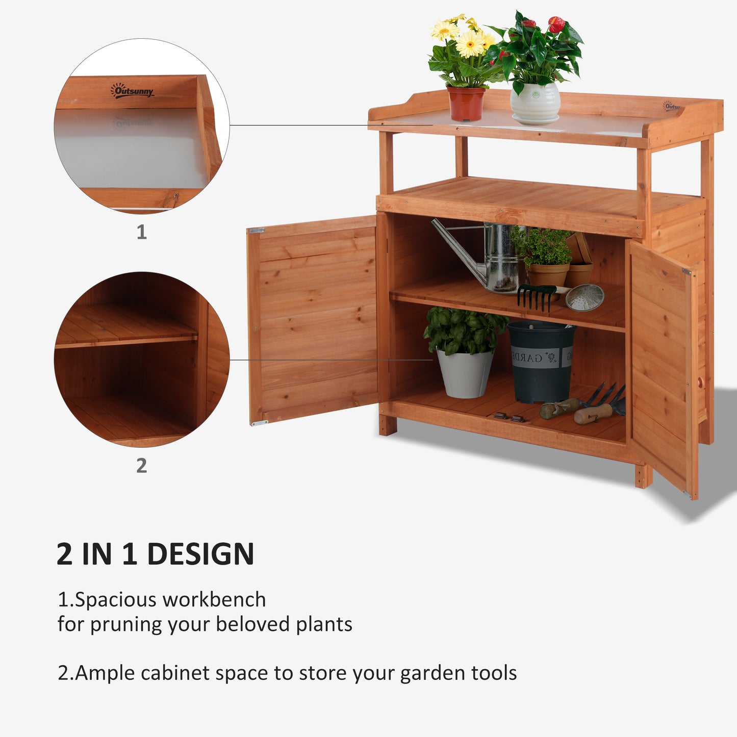 Multi-function Potting Bench Table w/ Storage Cabinet