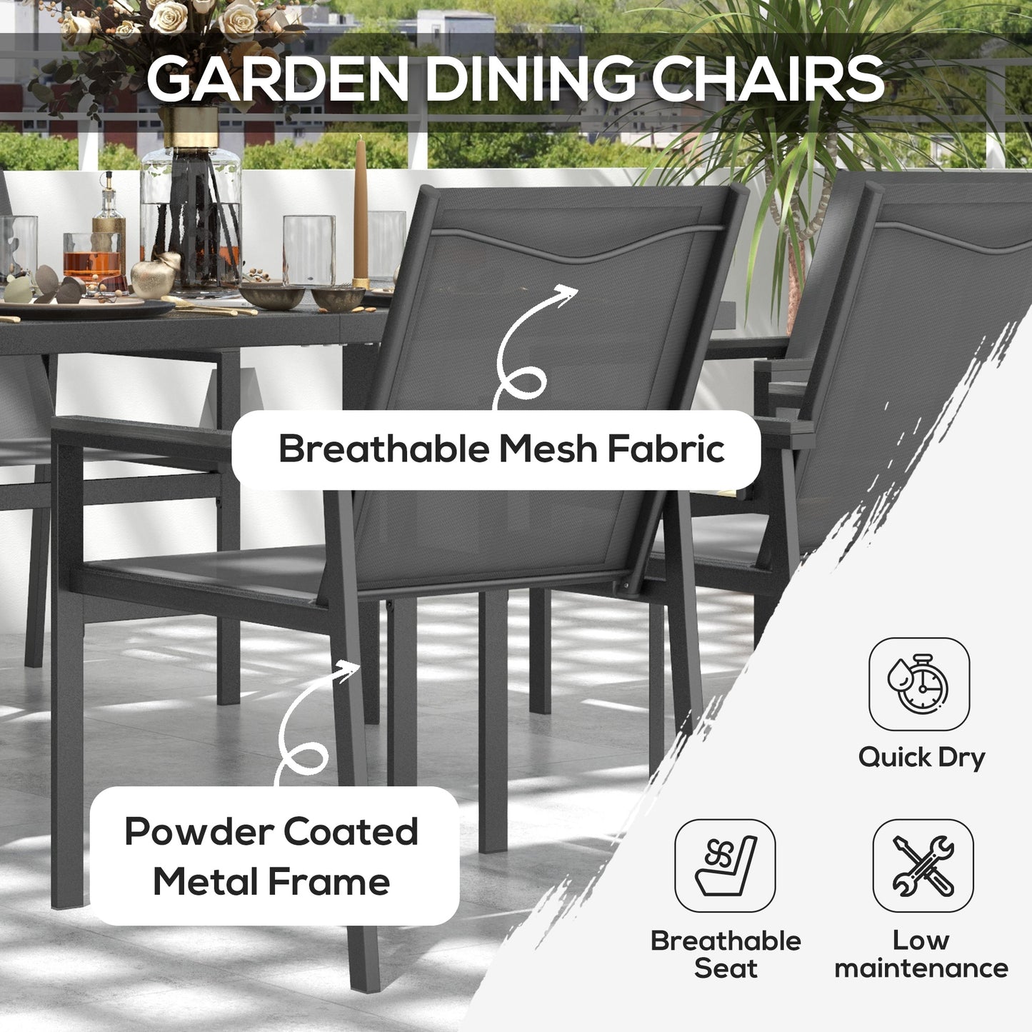 Seven-Piece Metal Dining Set, with Glass-Top Table