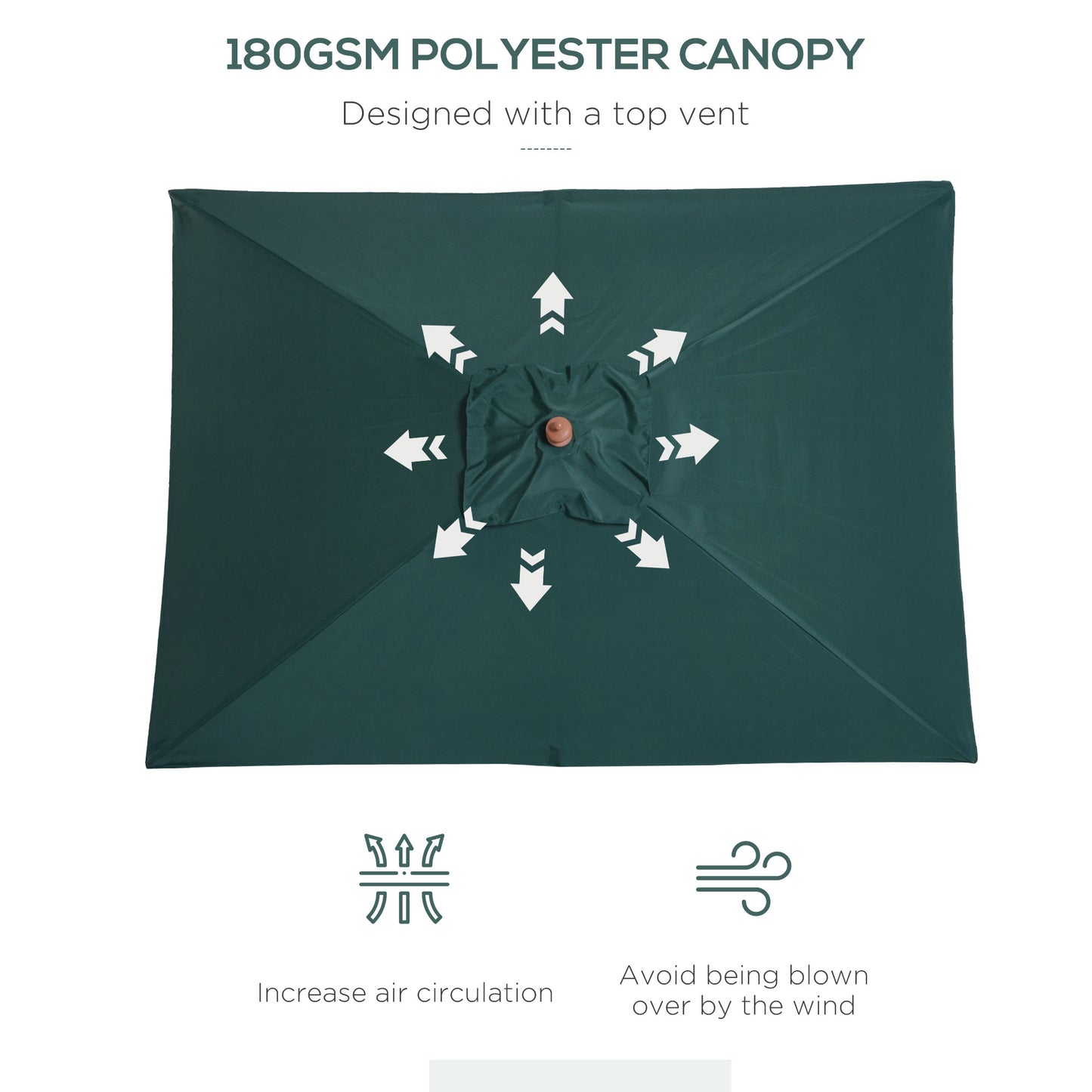 2m x 1.5m Garden Parasol Umbrella with Tilting Sunshade Canopy
