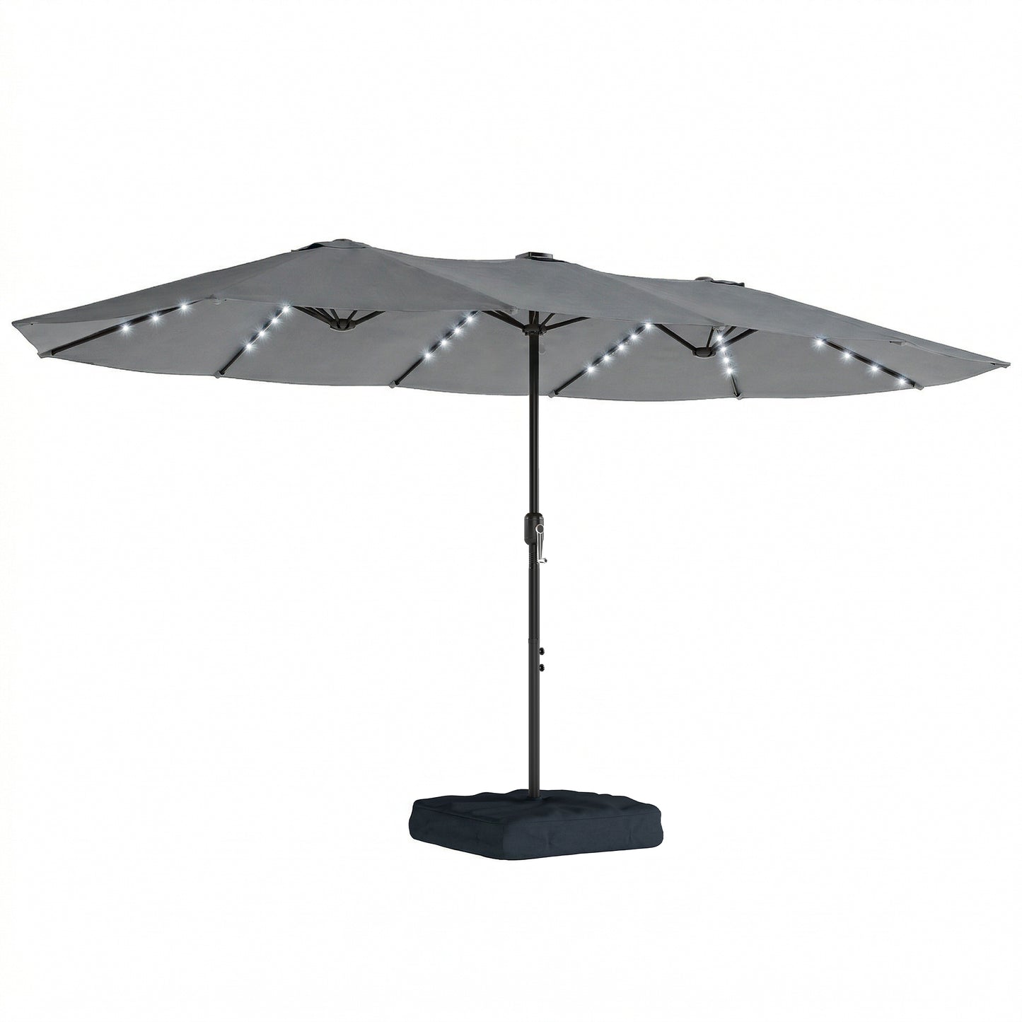 Patio Umbrella Double-Sided Outdoor Umbrella with Solar Lights Base