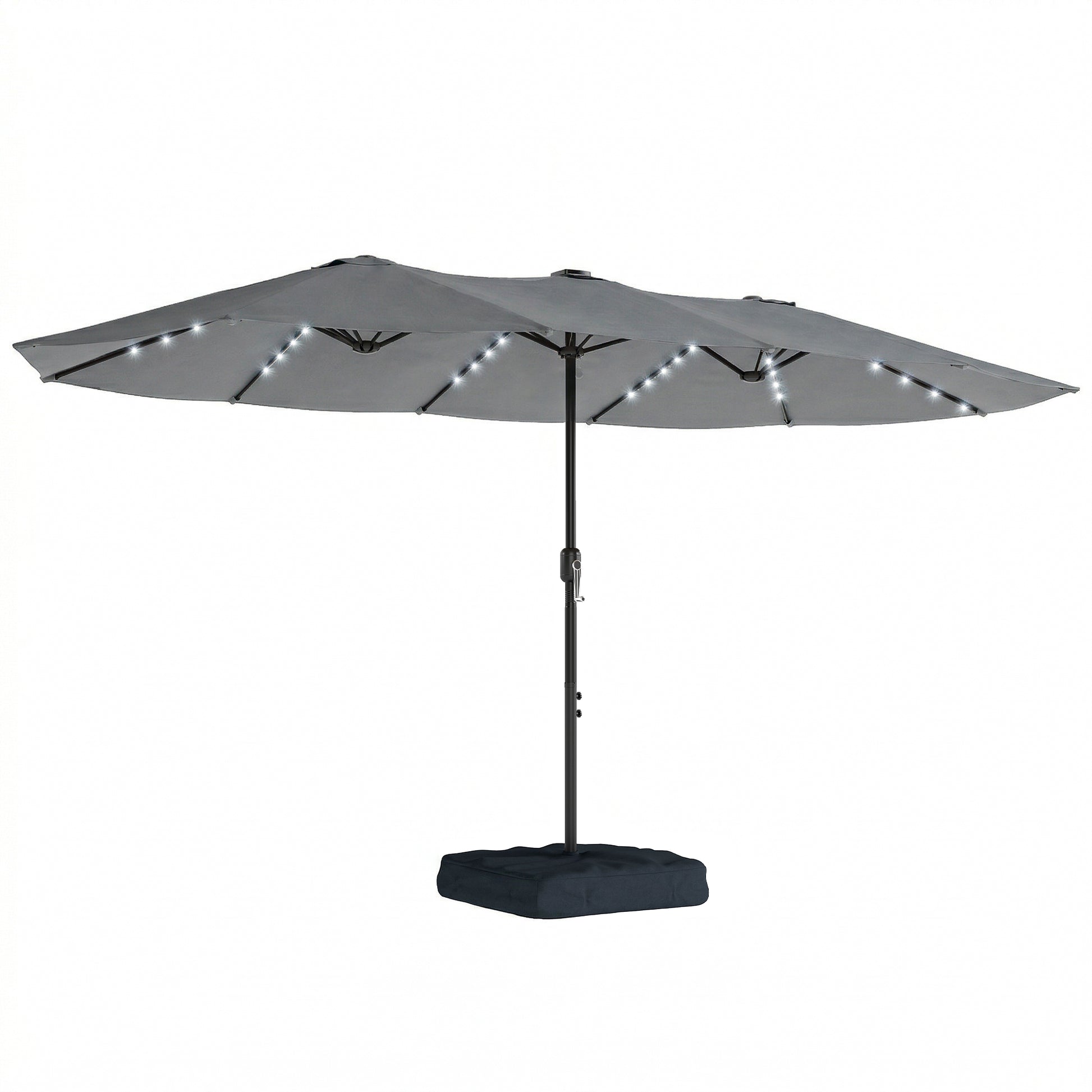 Patio Umbrella Double-Sided Outdoor Umbrella with Solar Lights Base
