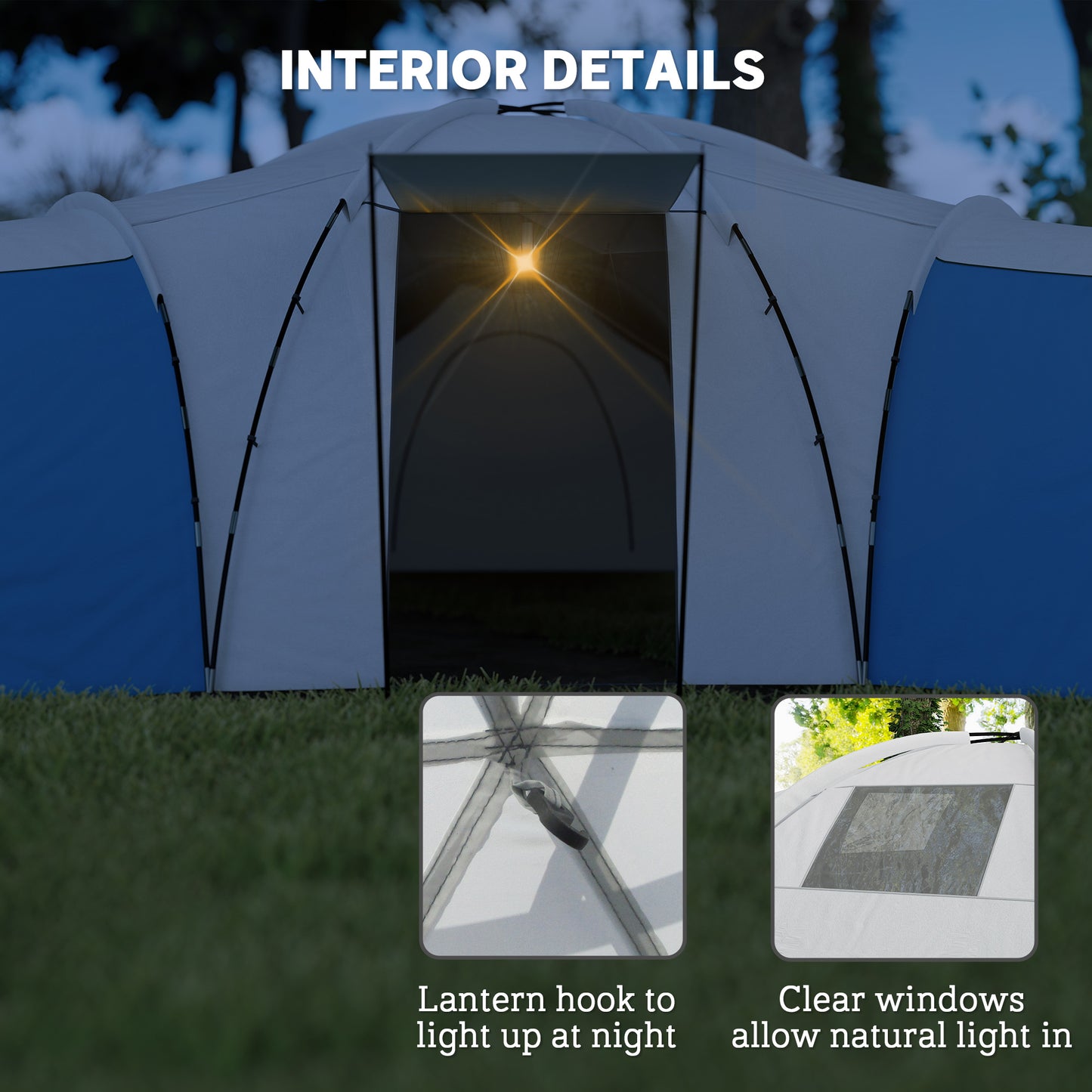 6-9 Man Tent with Bedrooms and Living Room, Accessories Included