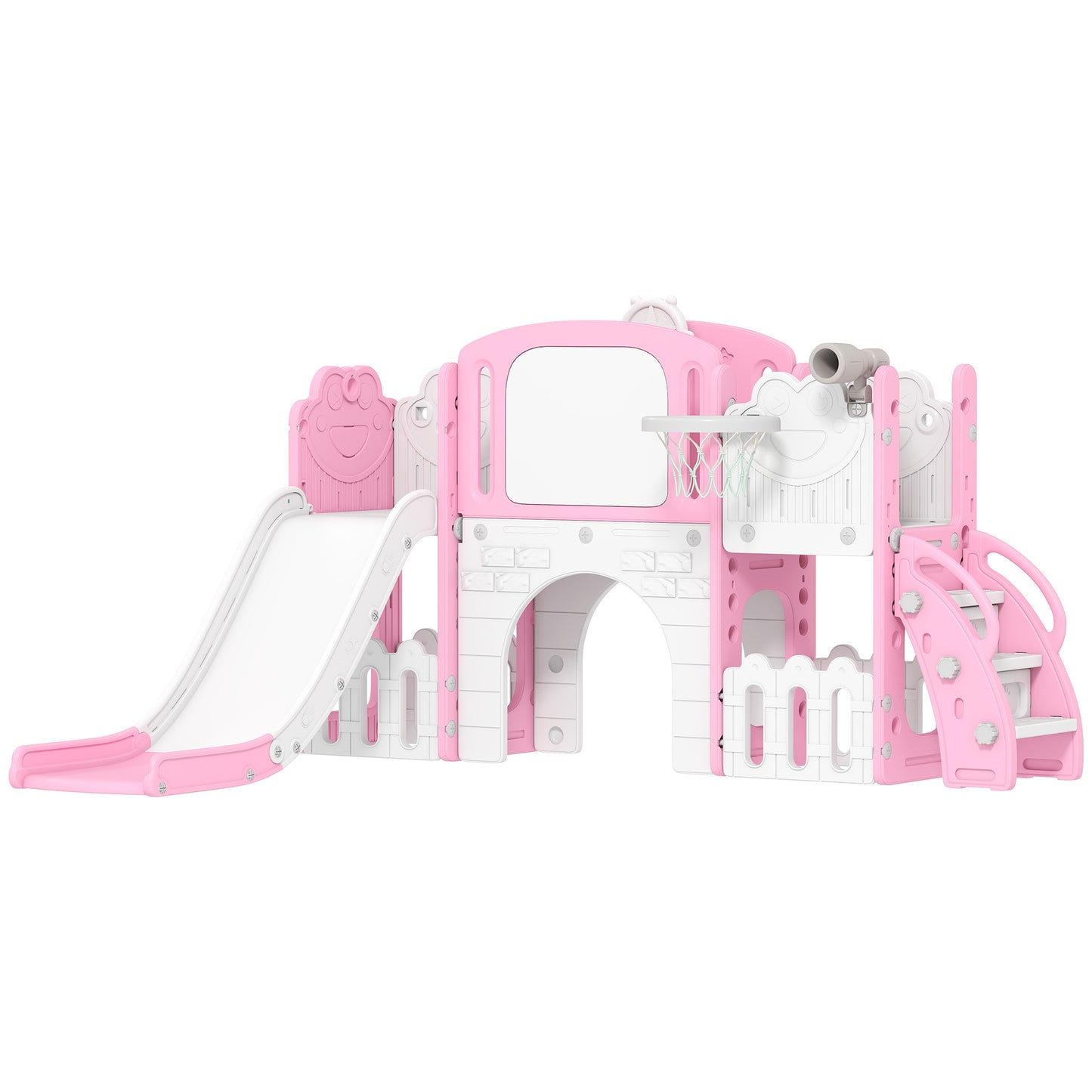 7 in 1 Toddler Slide Set with Basketball Hoop, Climbing Frame