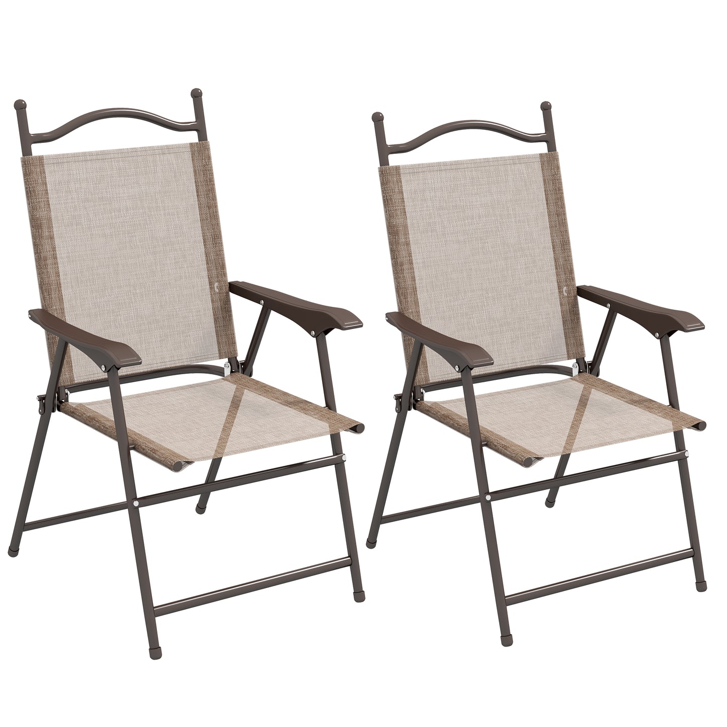 Set of Two Folding Garden Chairs, with Fabric Mesh Seats