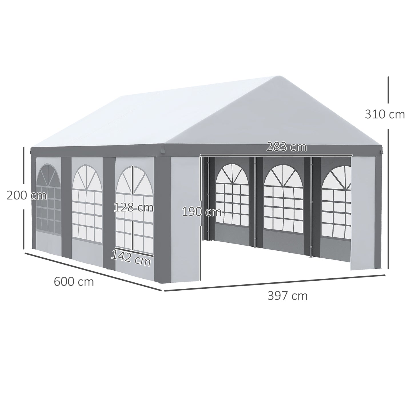 6 x 4m Galvanised Party Tent, Marquee Gazebo with Sides