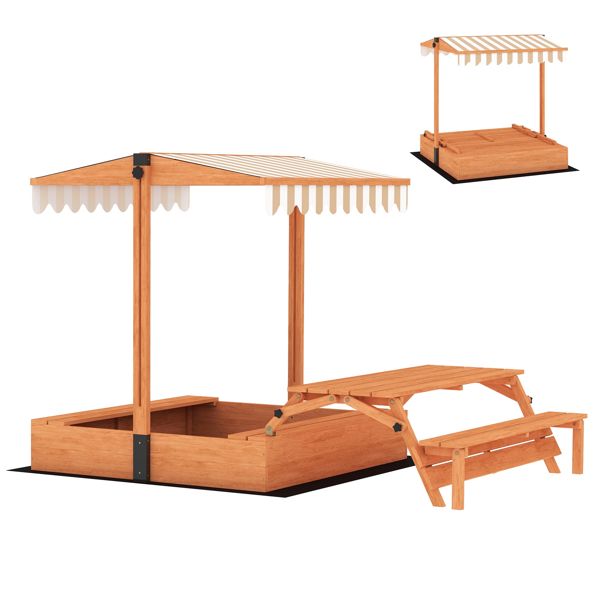 Kids Sand Pit with Lid, Wooden Sandpit with Canopy