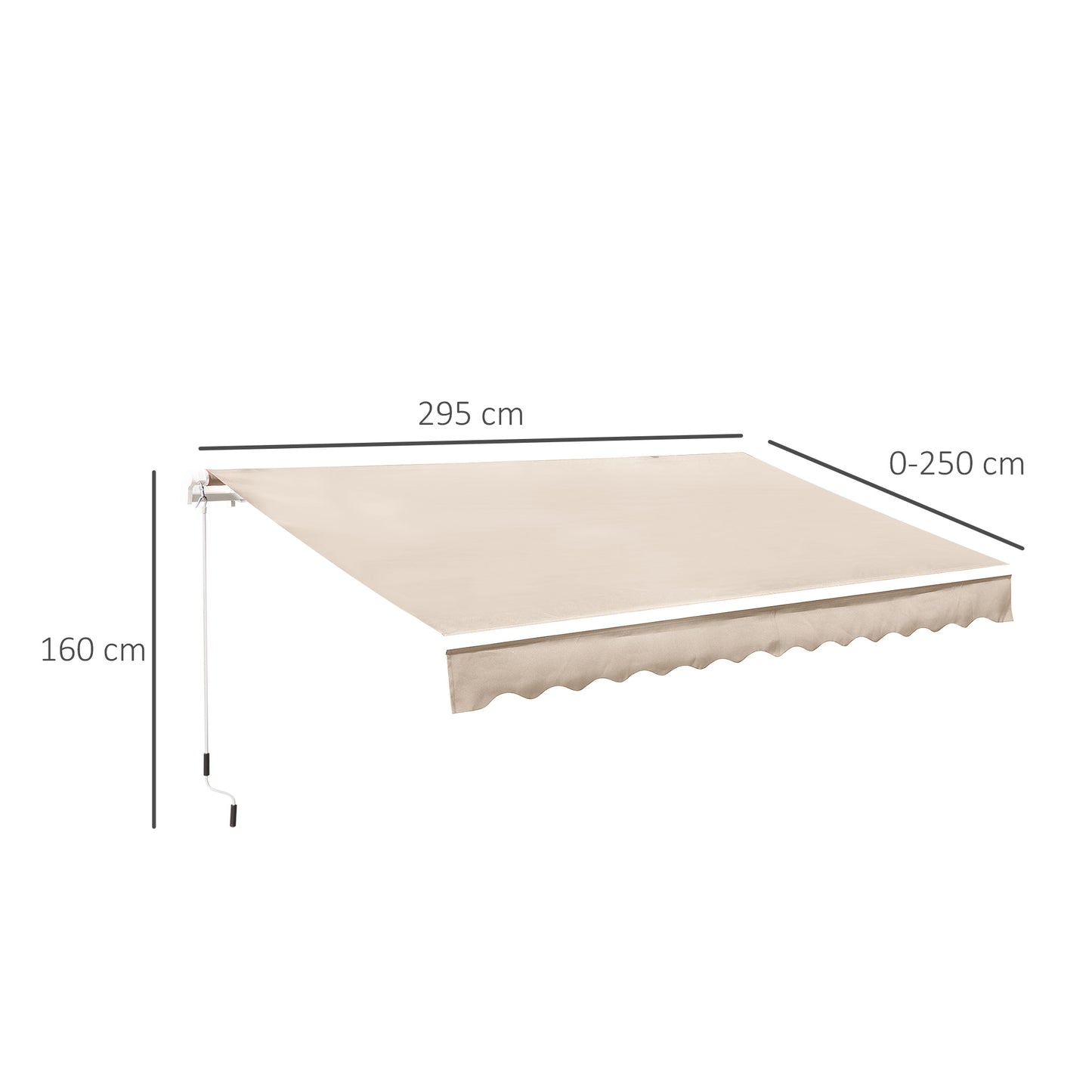 Manual Retractable Awning, 3x2.5 m-Ivory