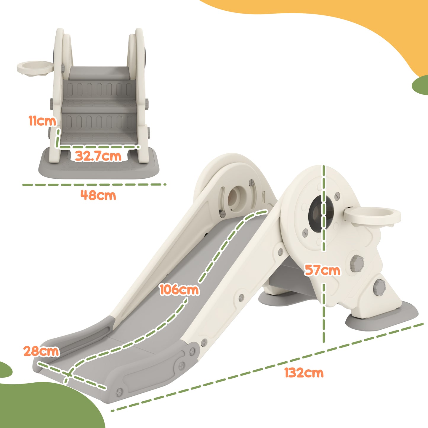3-in-1 Kids Slide with Basketball Hoop, Climber