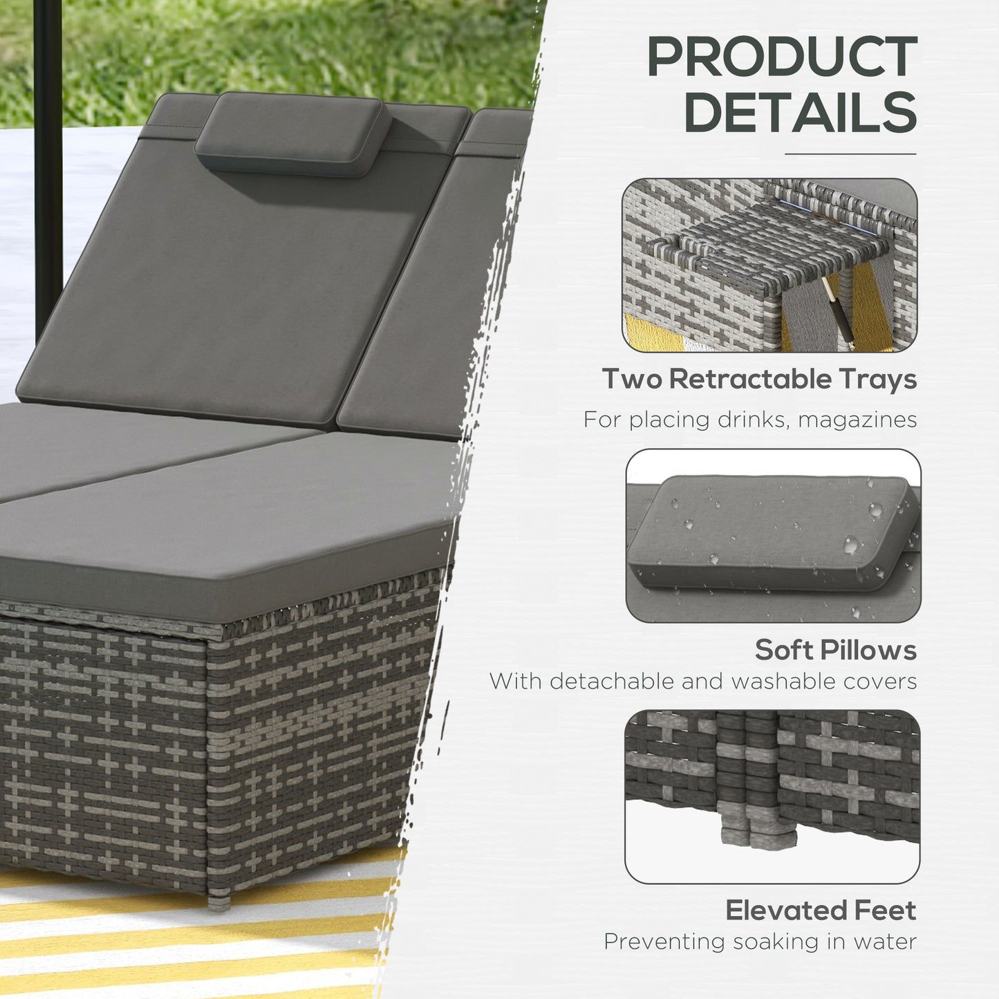 2 Seater Rattan Day Bed w/ Fire Retardant Cushions