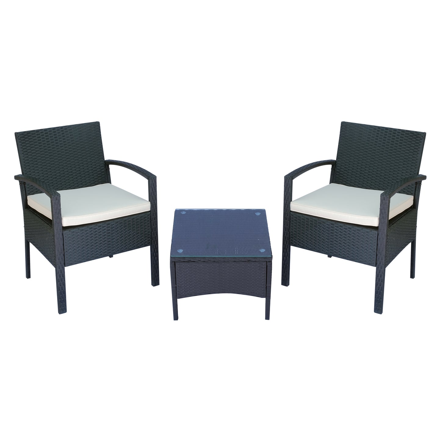 2 Seater Rattan Bistro Set, Steel