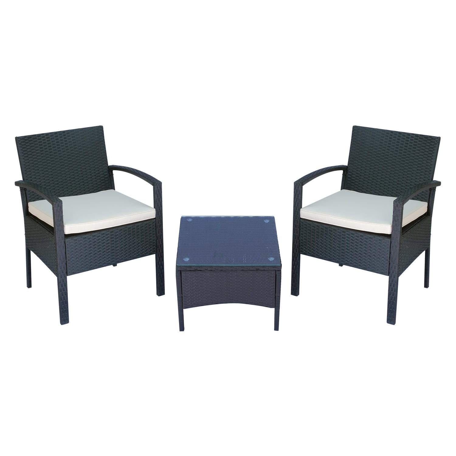 2 Seater Rattan Bistro Set, Steel