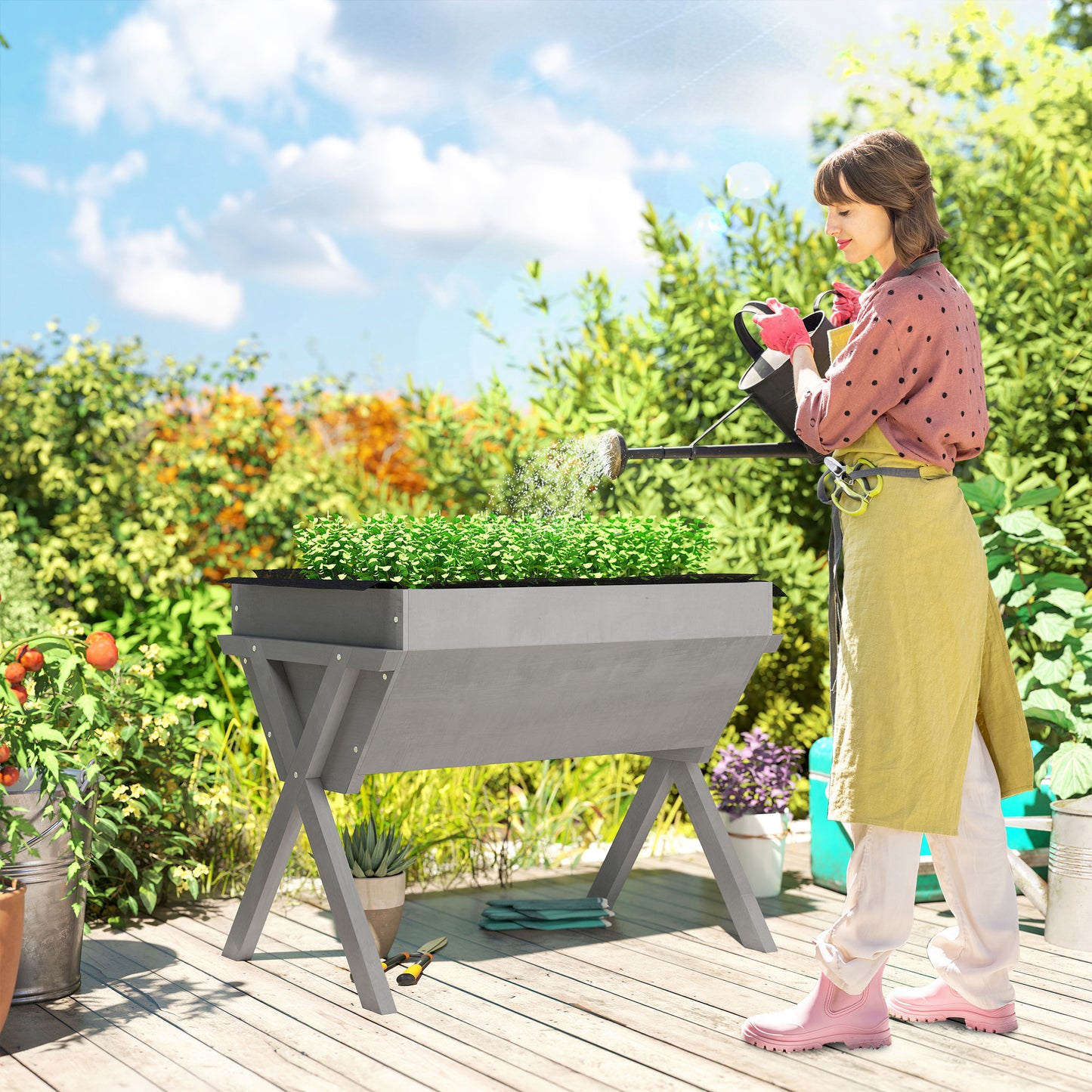 Wooden Raised Garden Bed with Bed Liner
