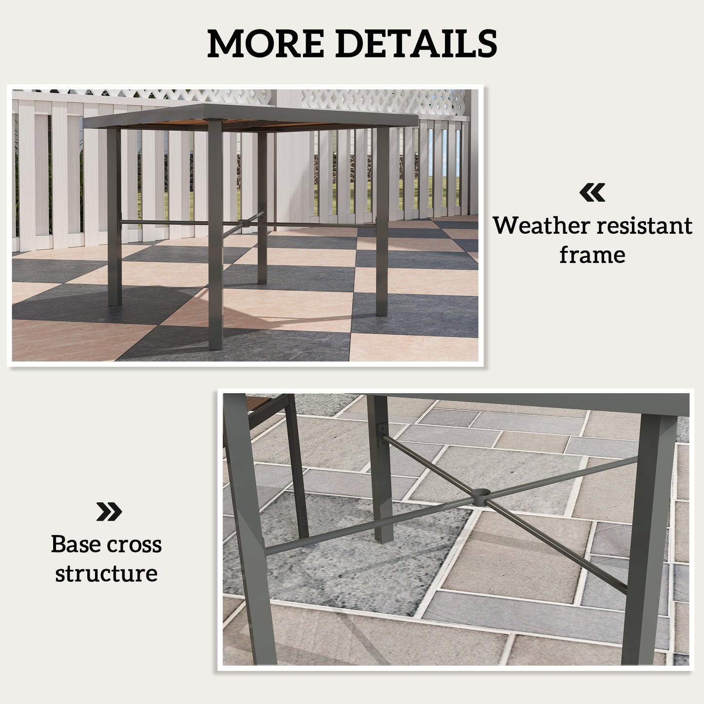 Garden Table for 4, 90 cm Rectangular Outdoor Dining Table