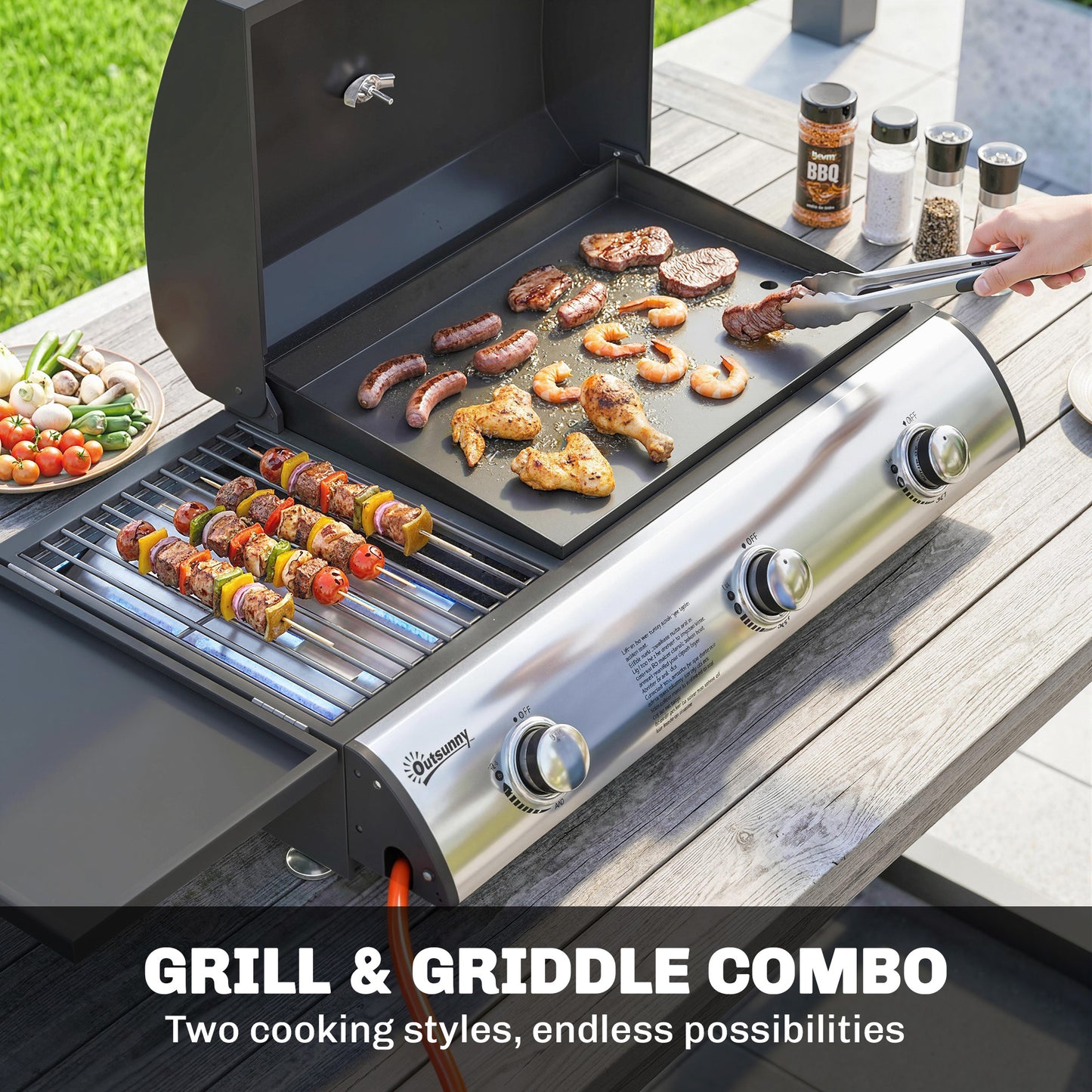 3 Burner Portable Gas Plancha BBQ Grill