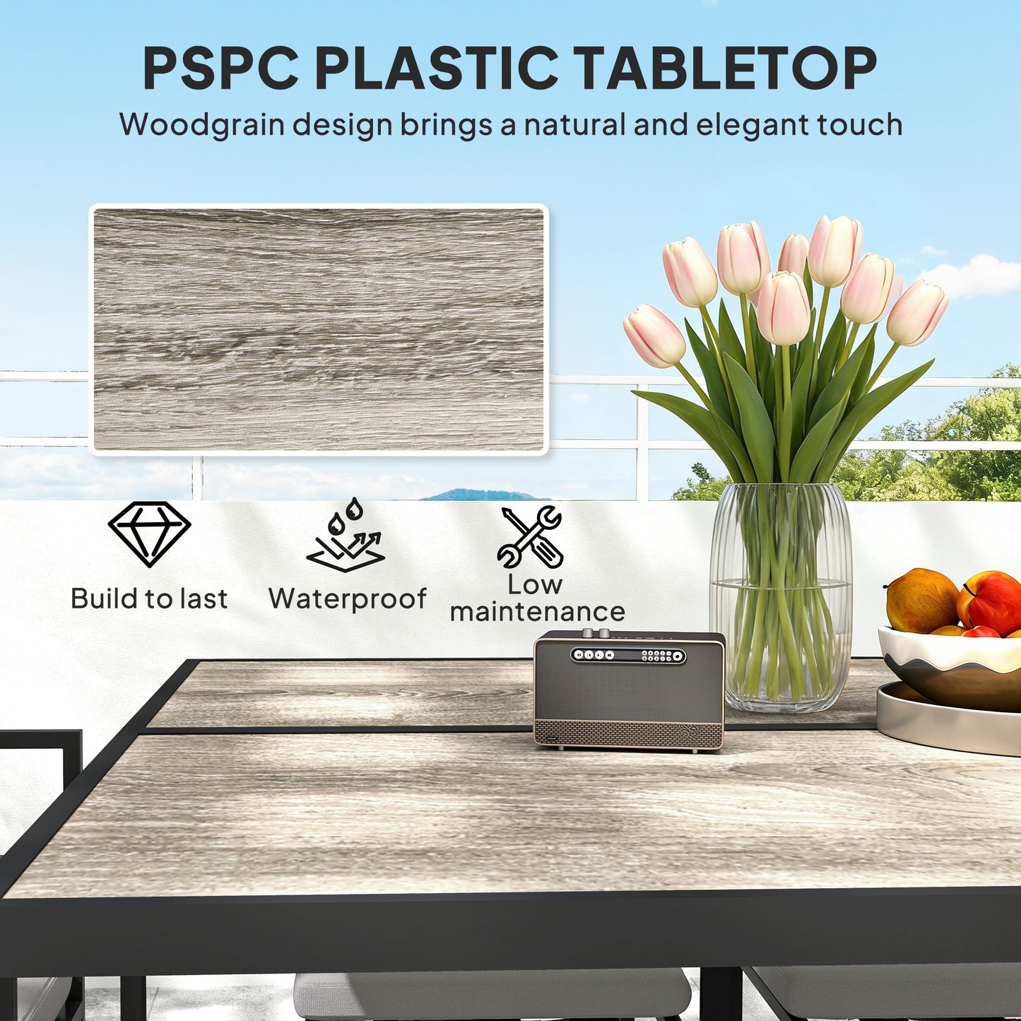 Nine-Piece Steel Frame Garden Dining Set