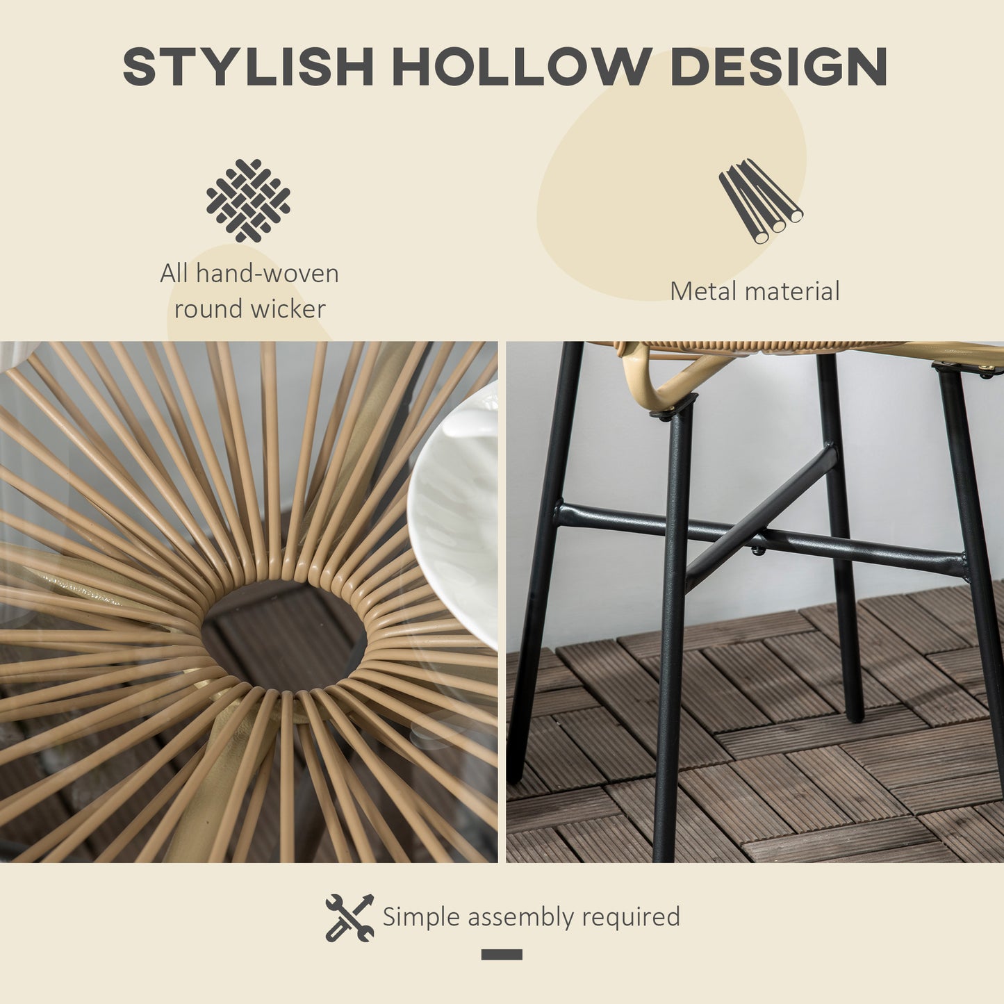 Rattan Side Table, Round Outdoor Coffee Table