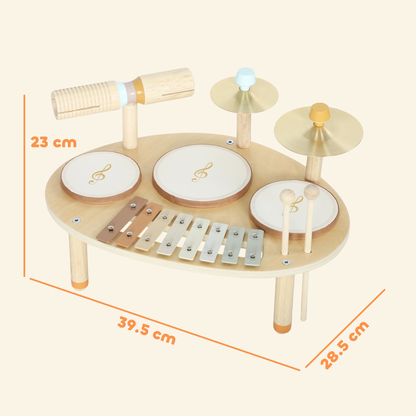 Baby Drum Kit, Wooden Kids Musical Instruments with Drums