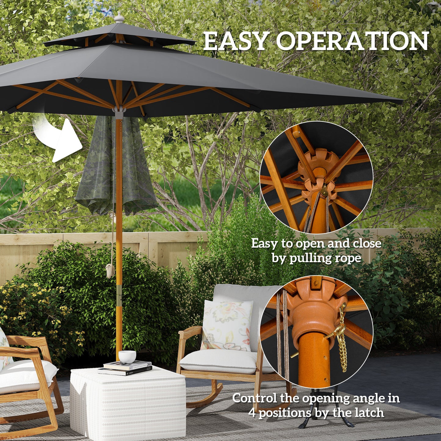 3 m Square Garden Parasol
