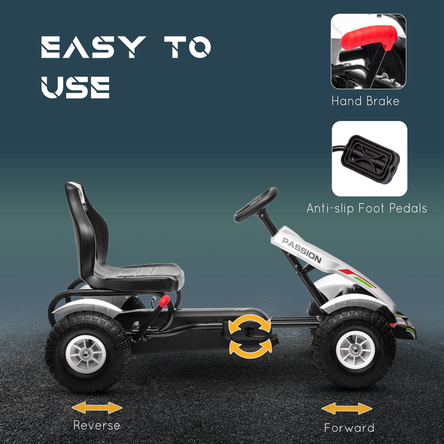 Pedal Go Kart, Kids Ride On Racer with Adjustable Seat