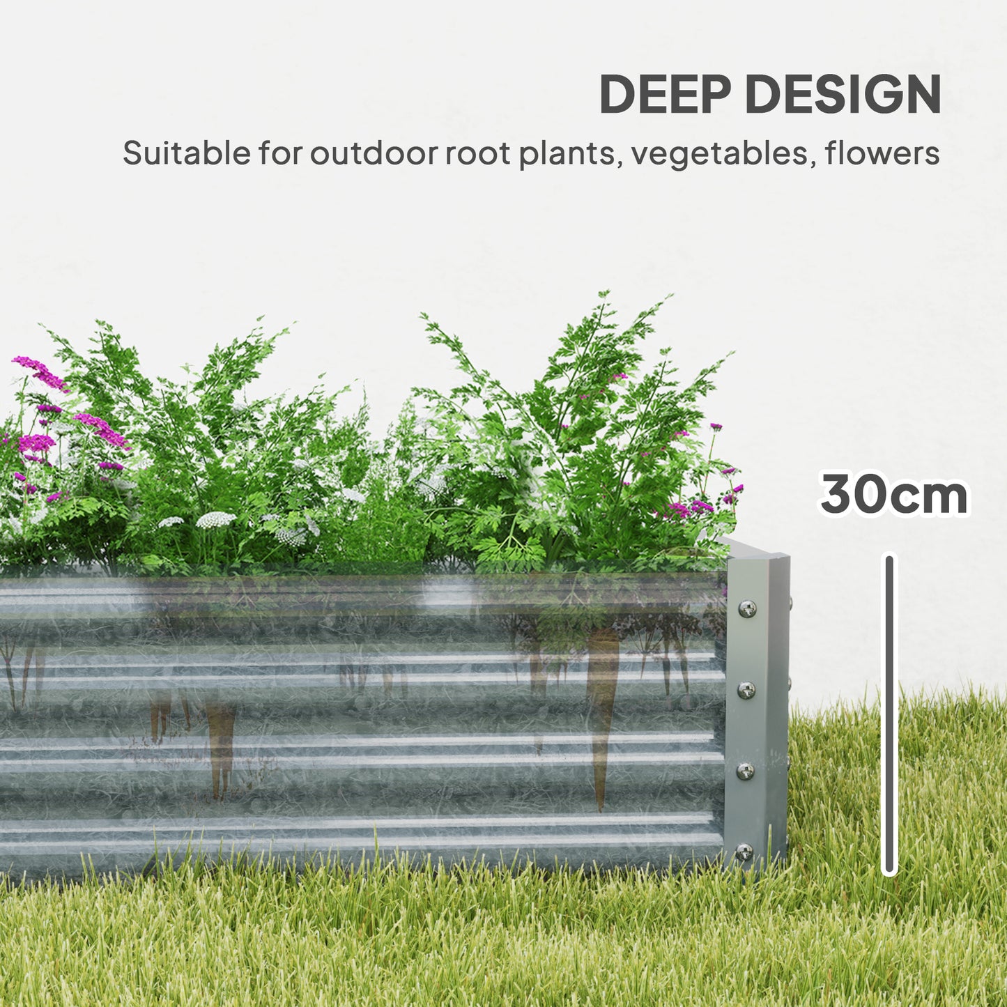 180 x 90cm Galvanised Steel Open Planter