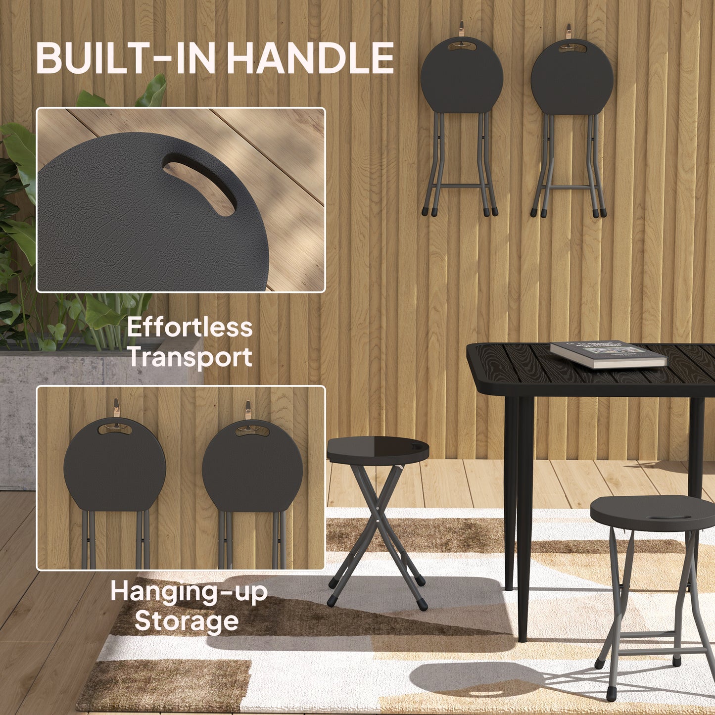 Set of Four Folding Carry Stools