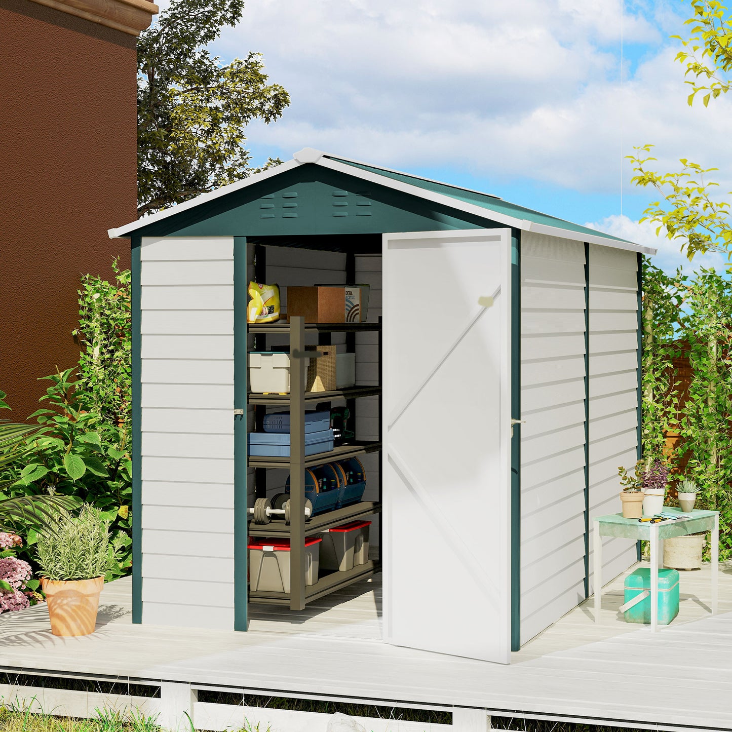 9x 6FT Metal Outdoor Garden Shed