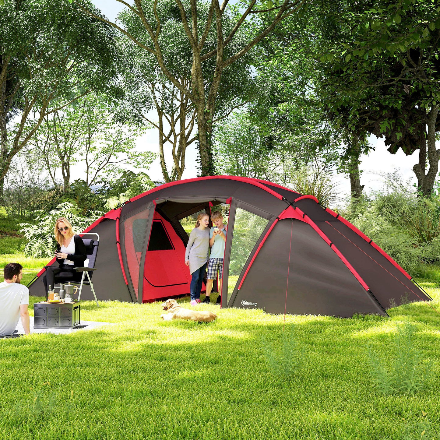 4-6 Man Family Camping Tent w/ 2 Bedrooms and a Living Room