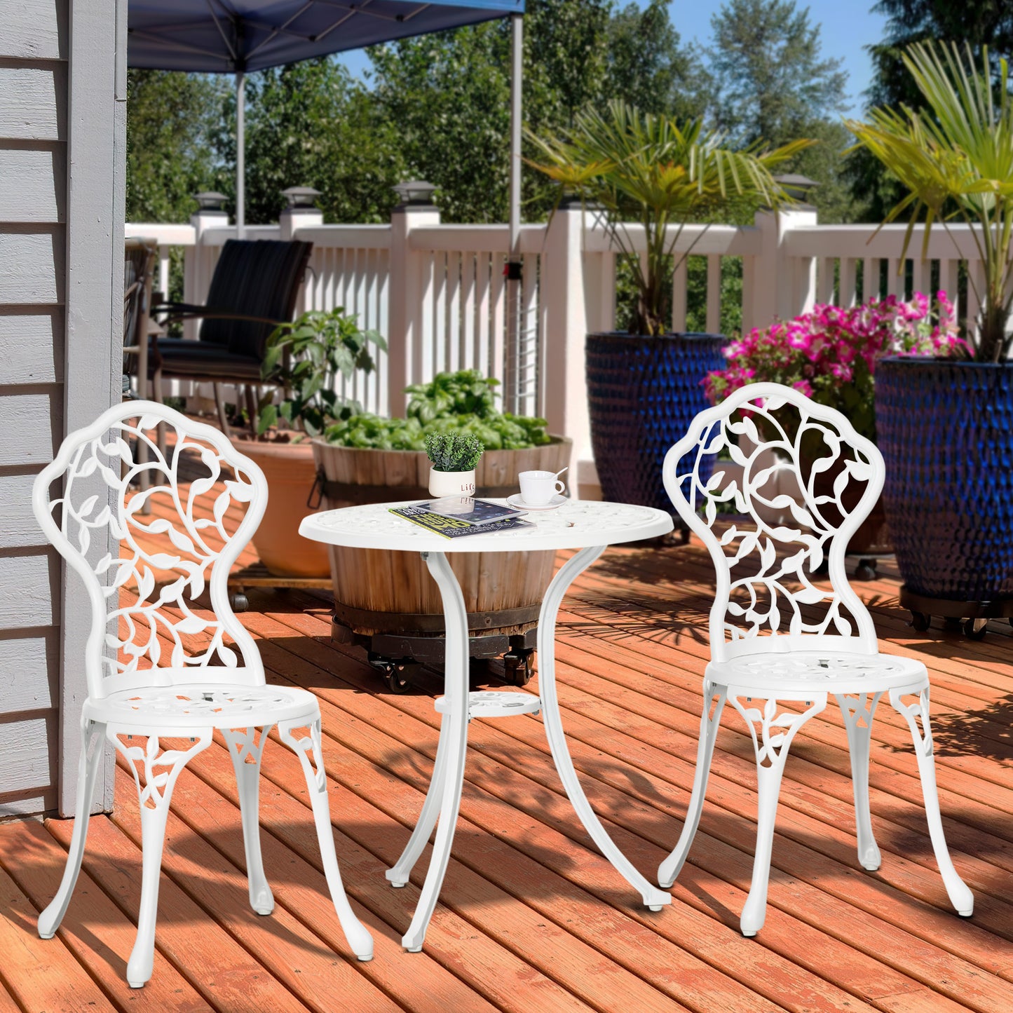 3 Pcs Aluminium Bistro Set Garden Furniture Dining Table Chairs