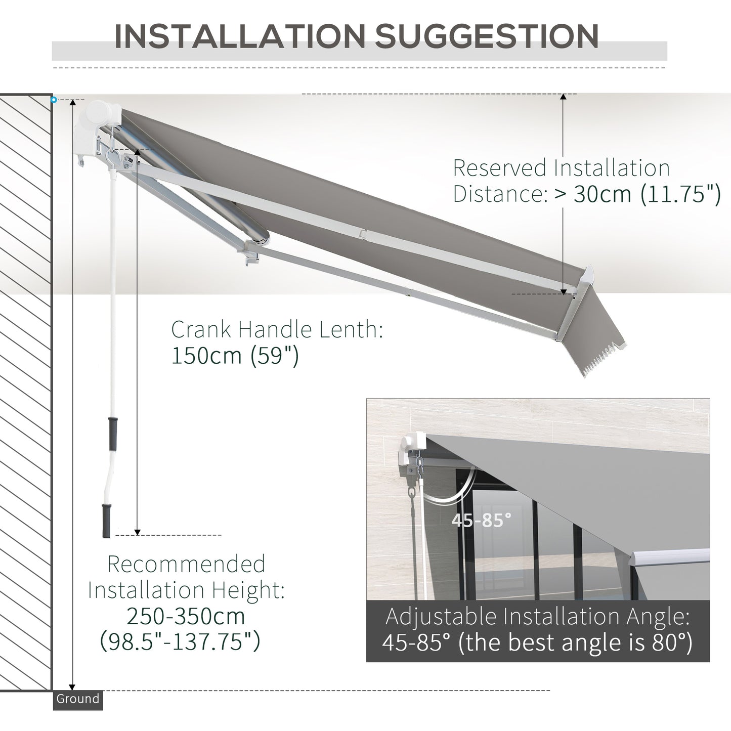 Garden Patio Manual Awning Canopy Sun Shade Shelter Retractable 4