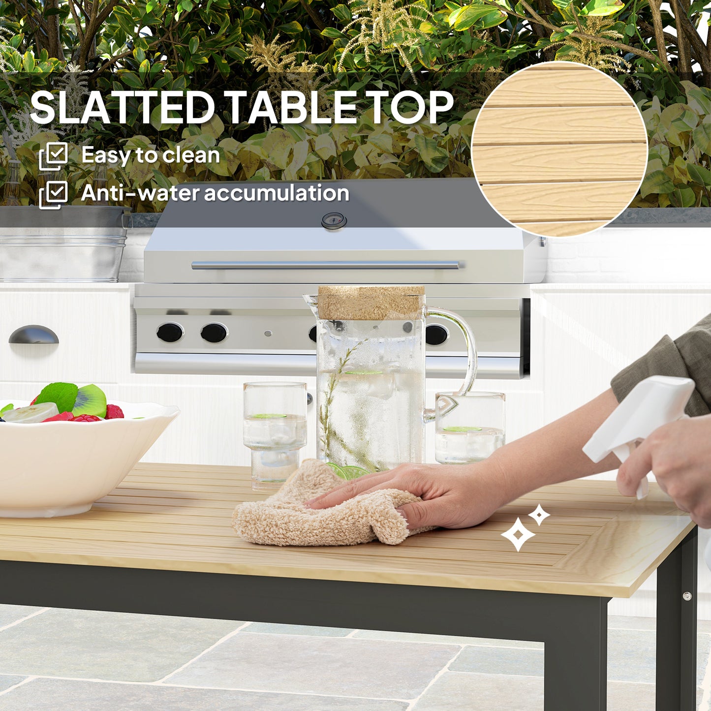 Garden Table for 6 People, 175 x 78 x 75 cm Rectangle Outdoor