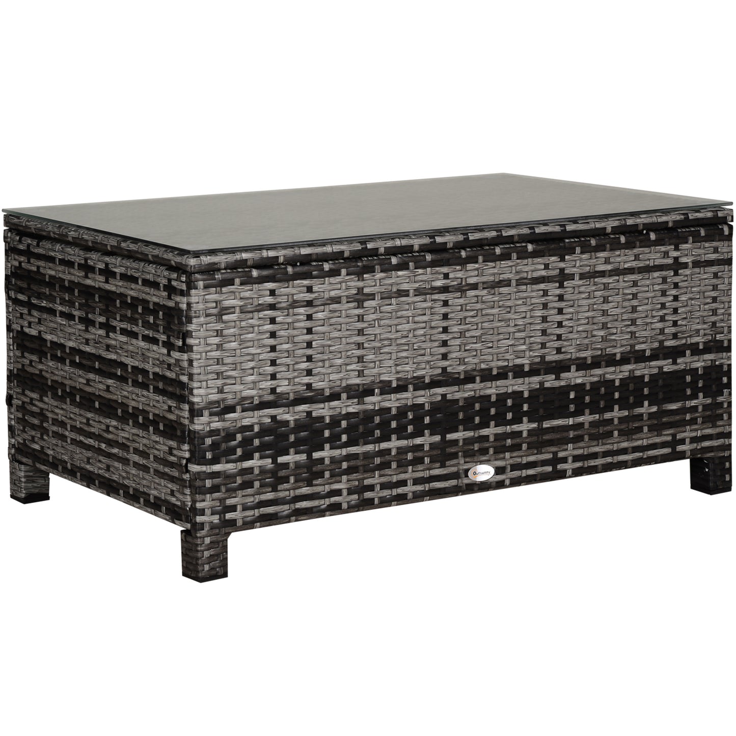 PE Rattan Garden Coffee Table, with Glass Table Top