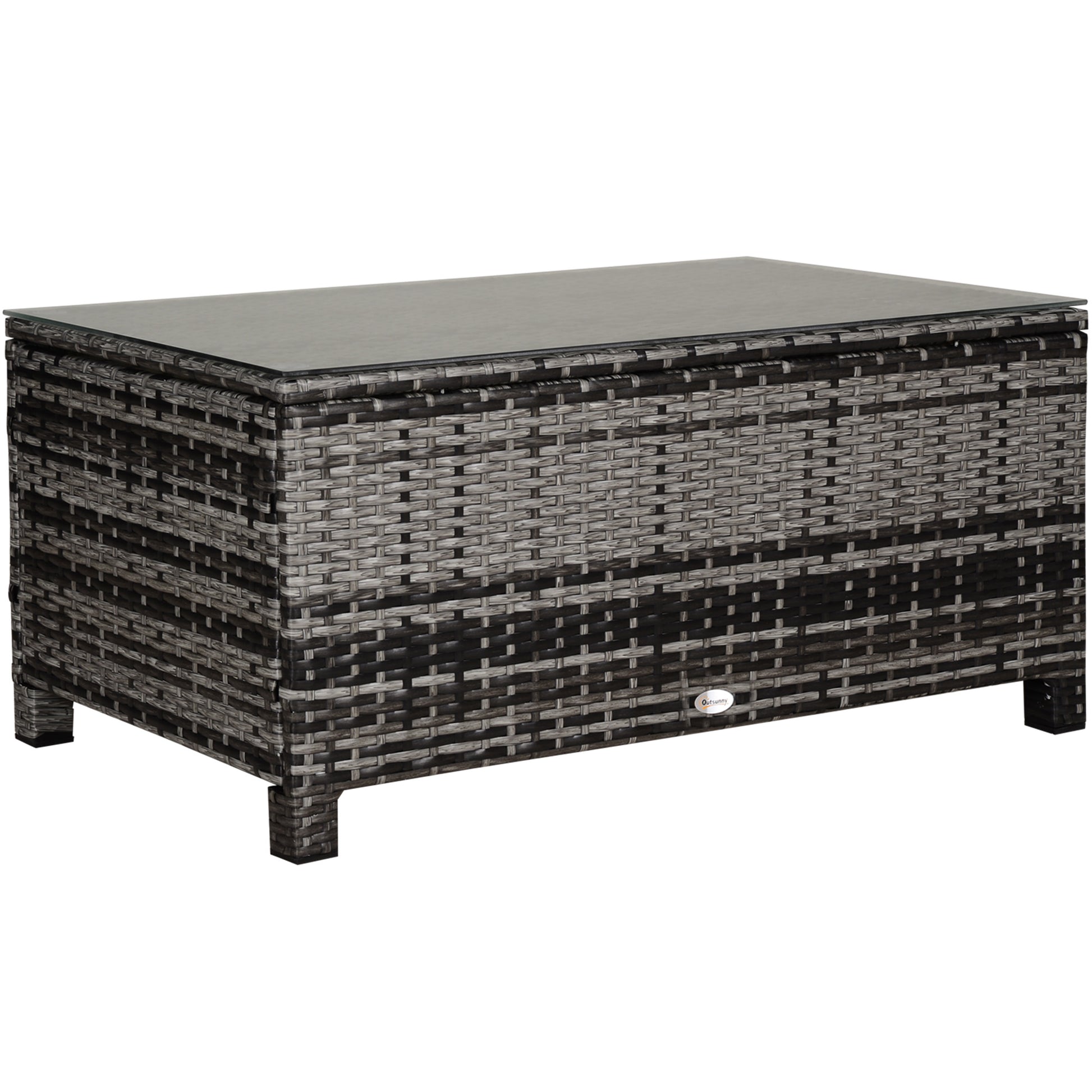 PE Rattan Garden Coffee Table, with Glass Table Top