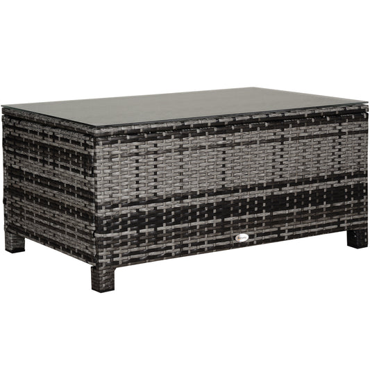 PE Rattan Garden Coffee Table, with Glass Table Top