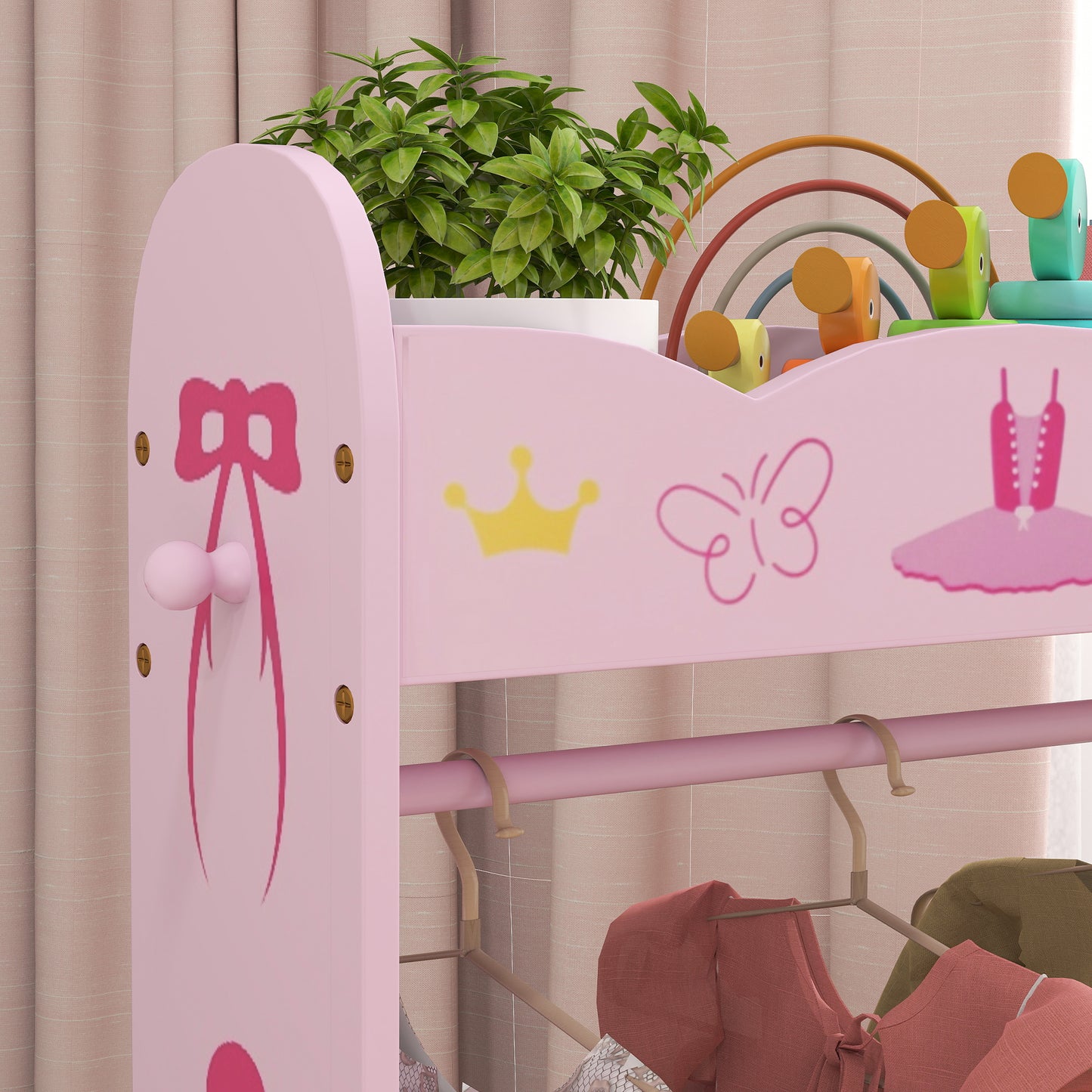Kids Clothes Rail, Kids Dressing Mirror with 360° Rotating