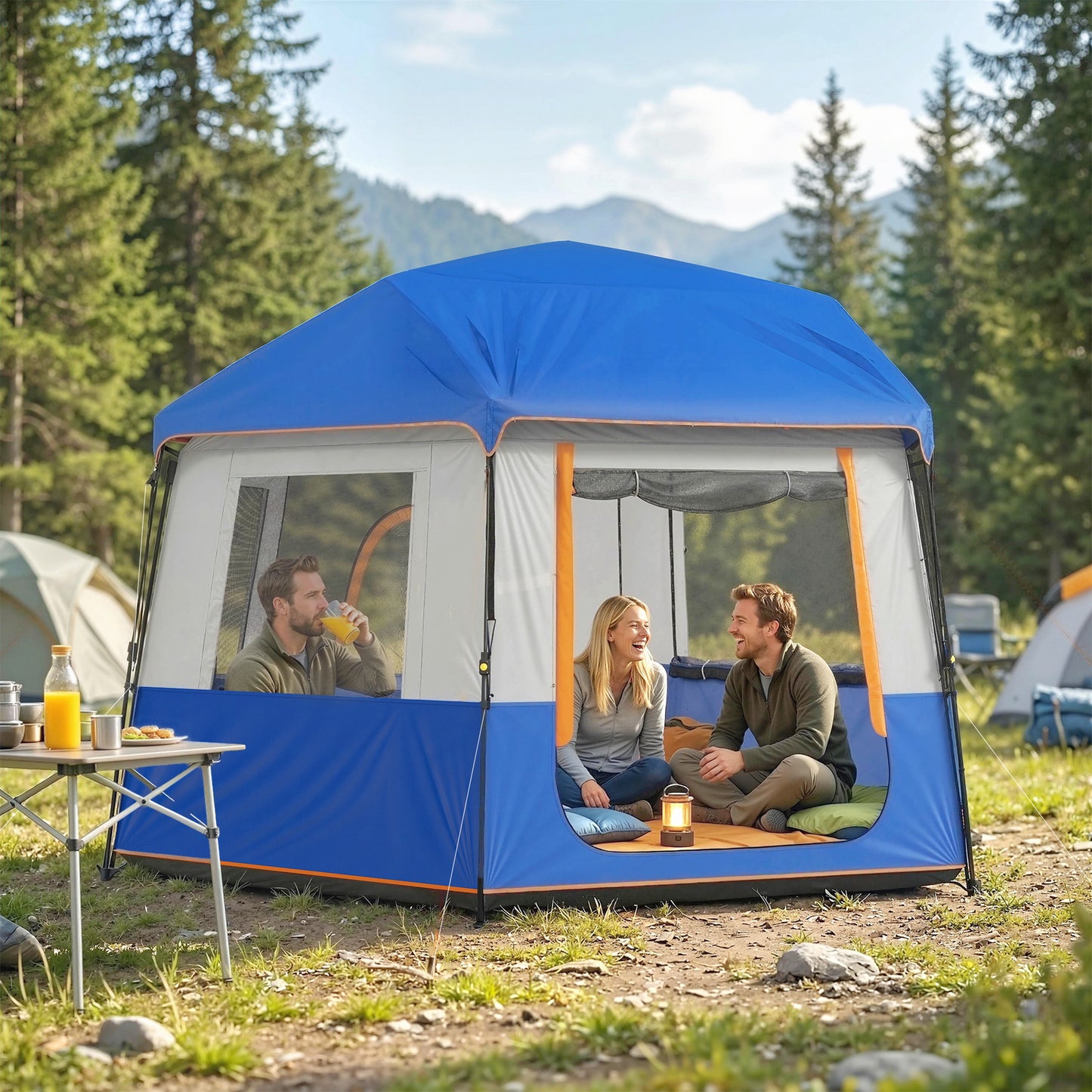 Cabin Tent Easy Setup 3000mm Waterproof Camping Tent 4 Person