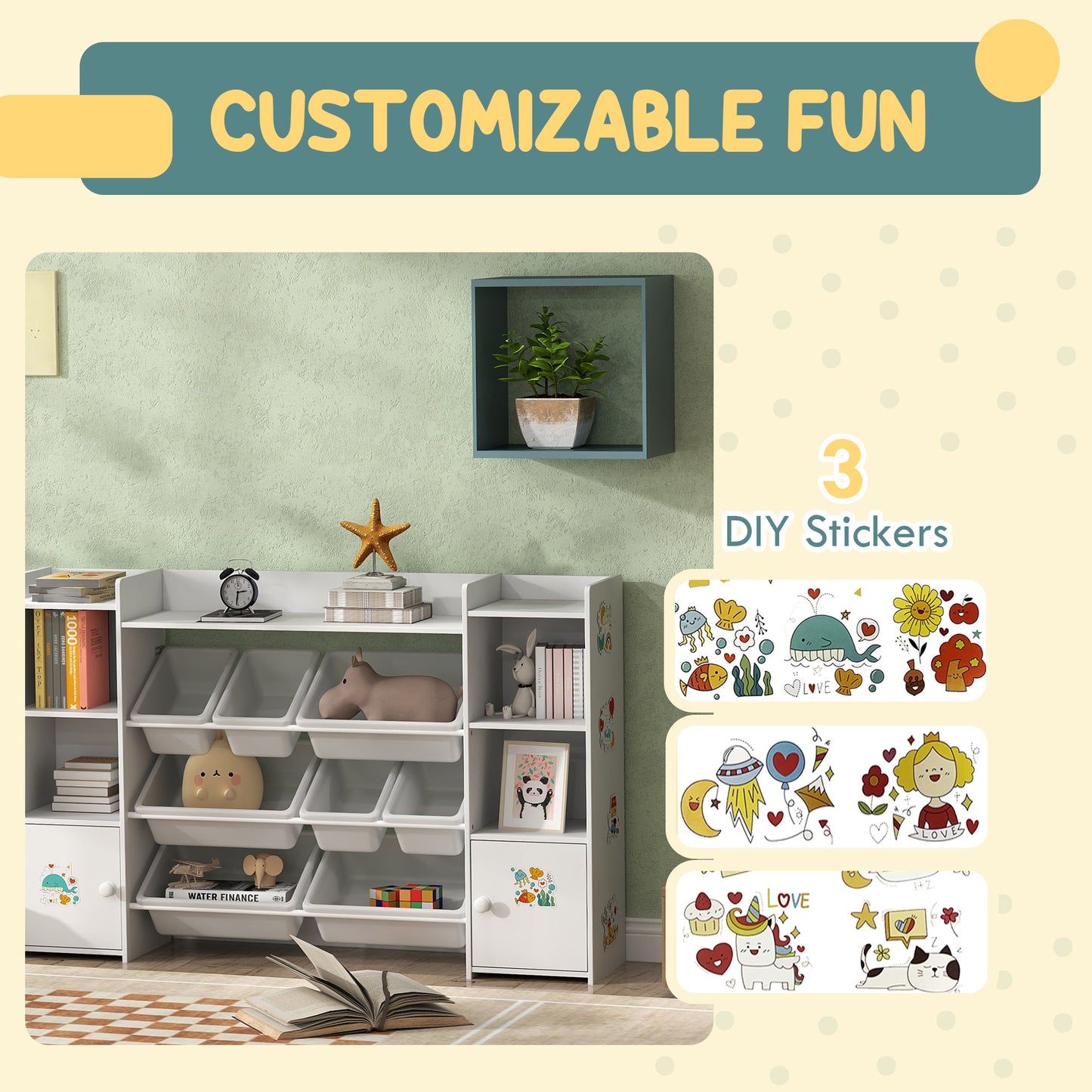 Kids Toy Organizers and Storage with 8 Removable Storage Bins