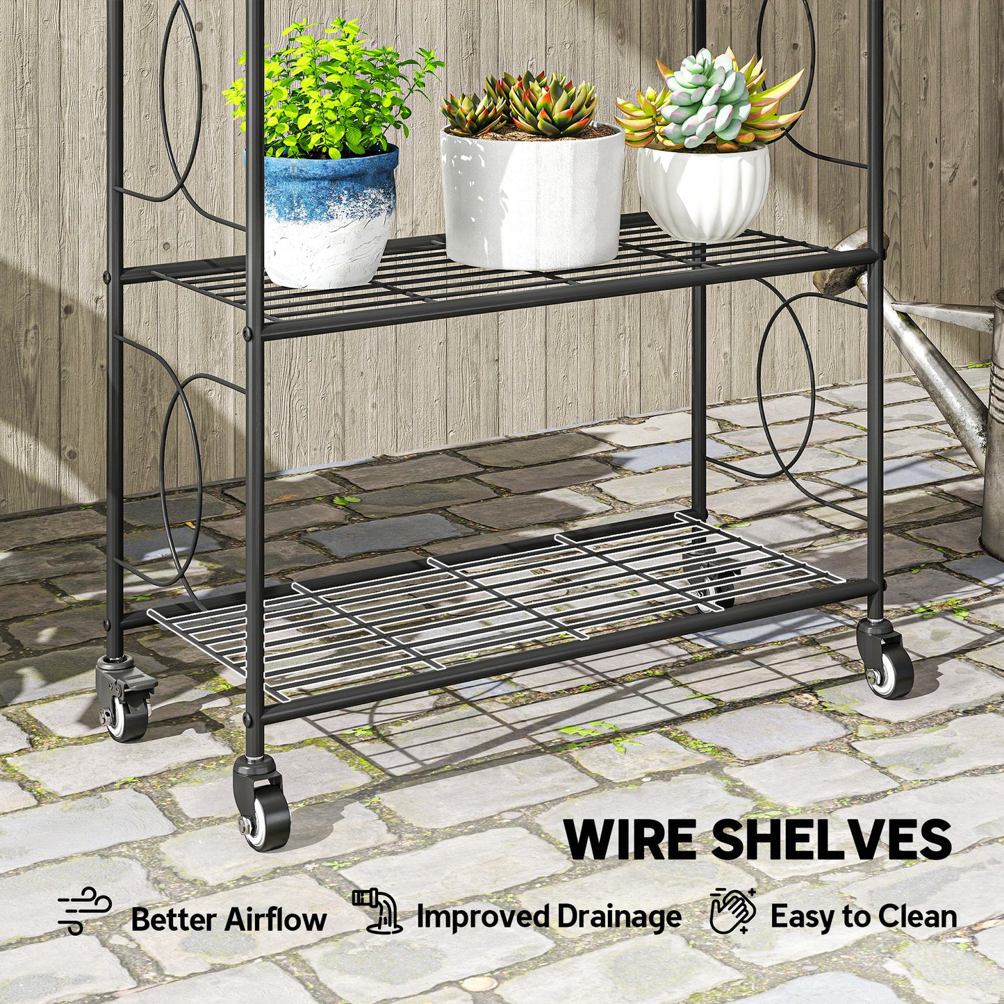 4-Tier Metal Plant Stand, Heavy Duty Ladder Shelf Potted Plants