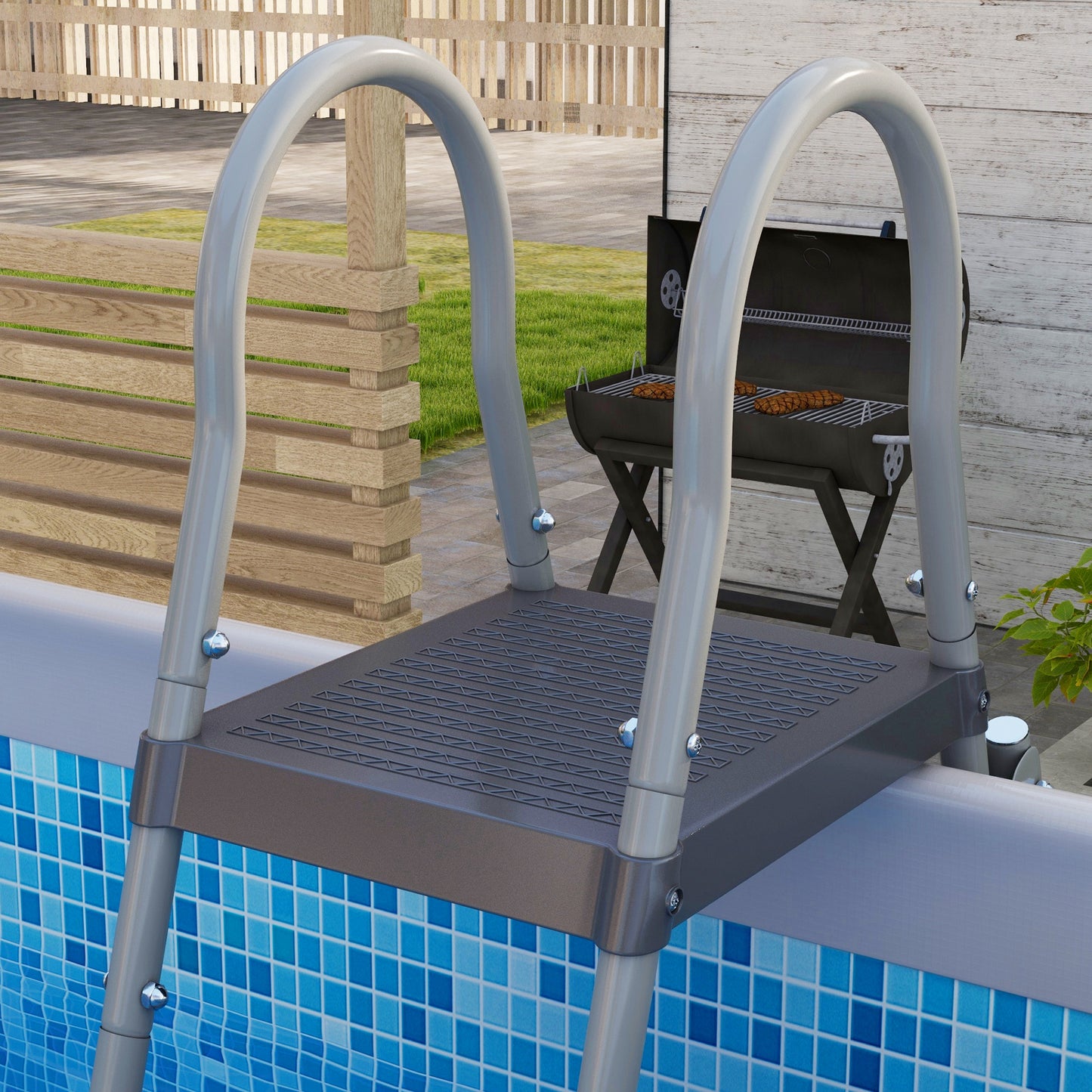 Rectangle Steel Frame Swimming Pool with Ladder and Pump