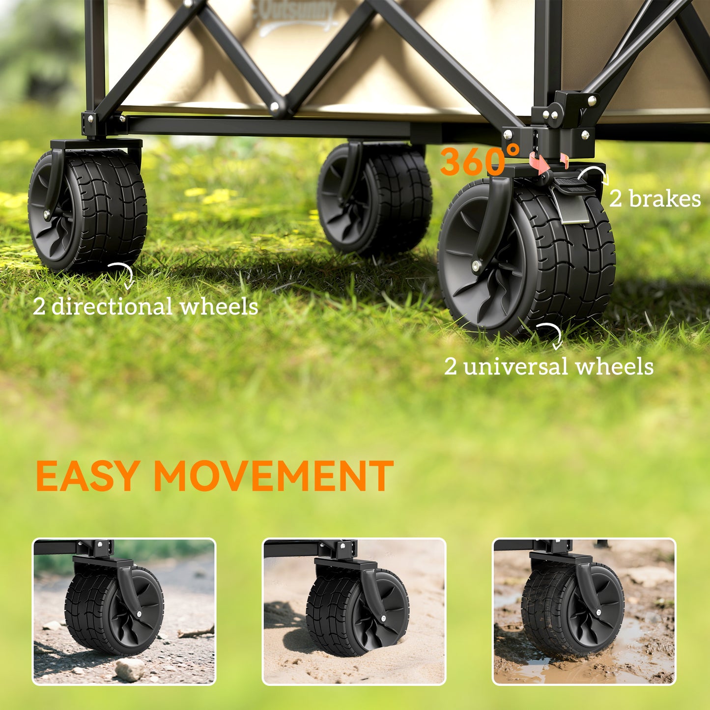 Folding Garden Trolley, Outdoor Wagon Cart with Carry Bag, for Beach
