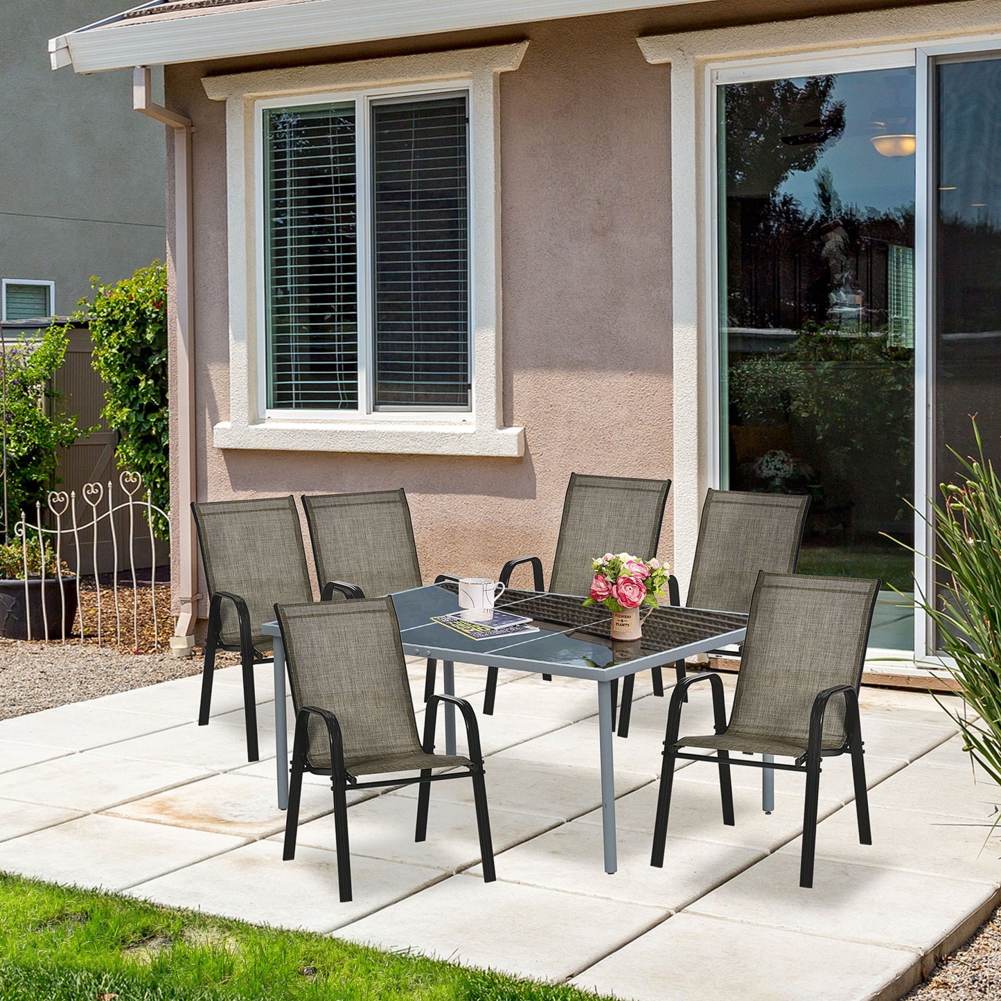 Set of Four Stackable Mesh Seat Chairs (1)